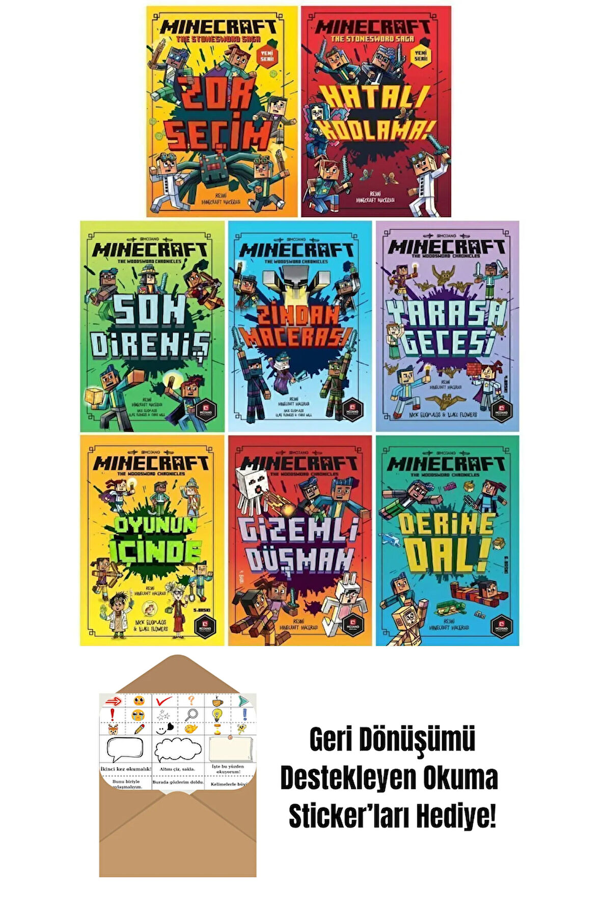 Minecraft 8 Kitap Set + Okuma Sticker'ları
