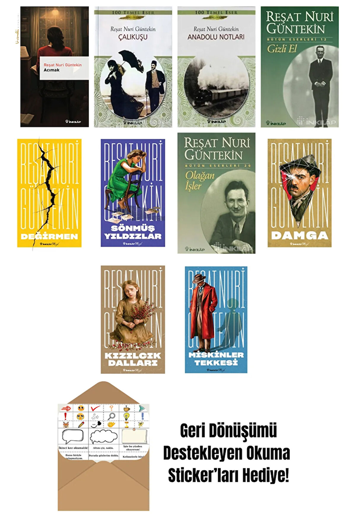 Reşat Nuri Güntekin 10 Kitap Seti + Okuma Sticker'ları