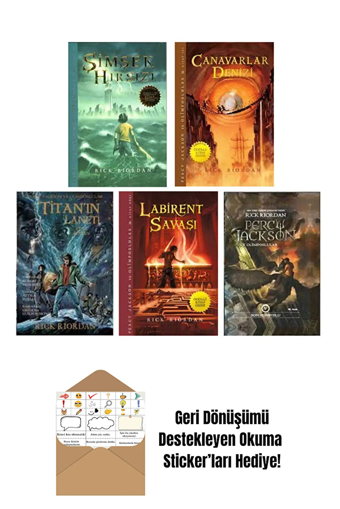 Percy Jackson ve Olimposlular 5 Kitap Set + Okuma Sticker'ları