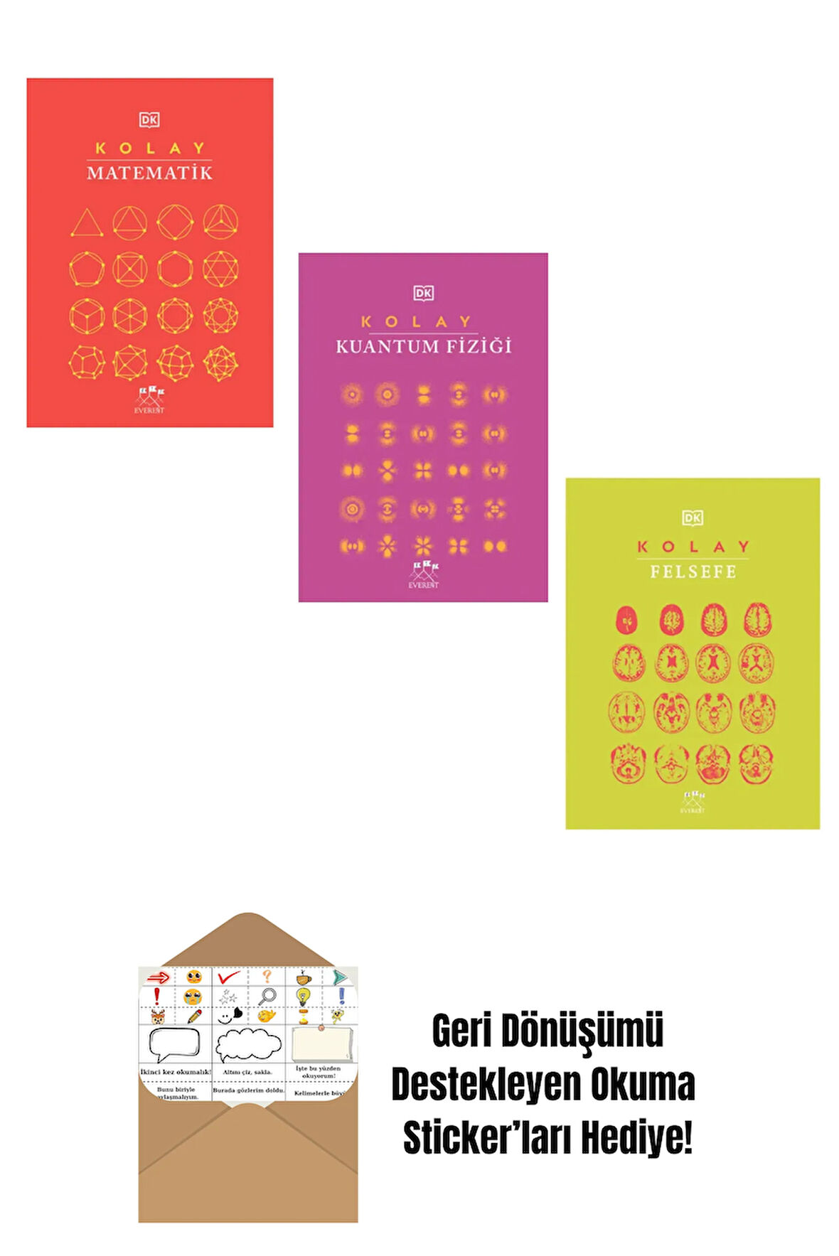 Kolay Matematik - Kolay Kuantum Fiziği - Kolay Felsefe - 3 Kitap Set + Okuma Sticker'ları