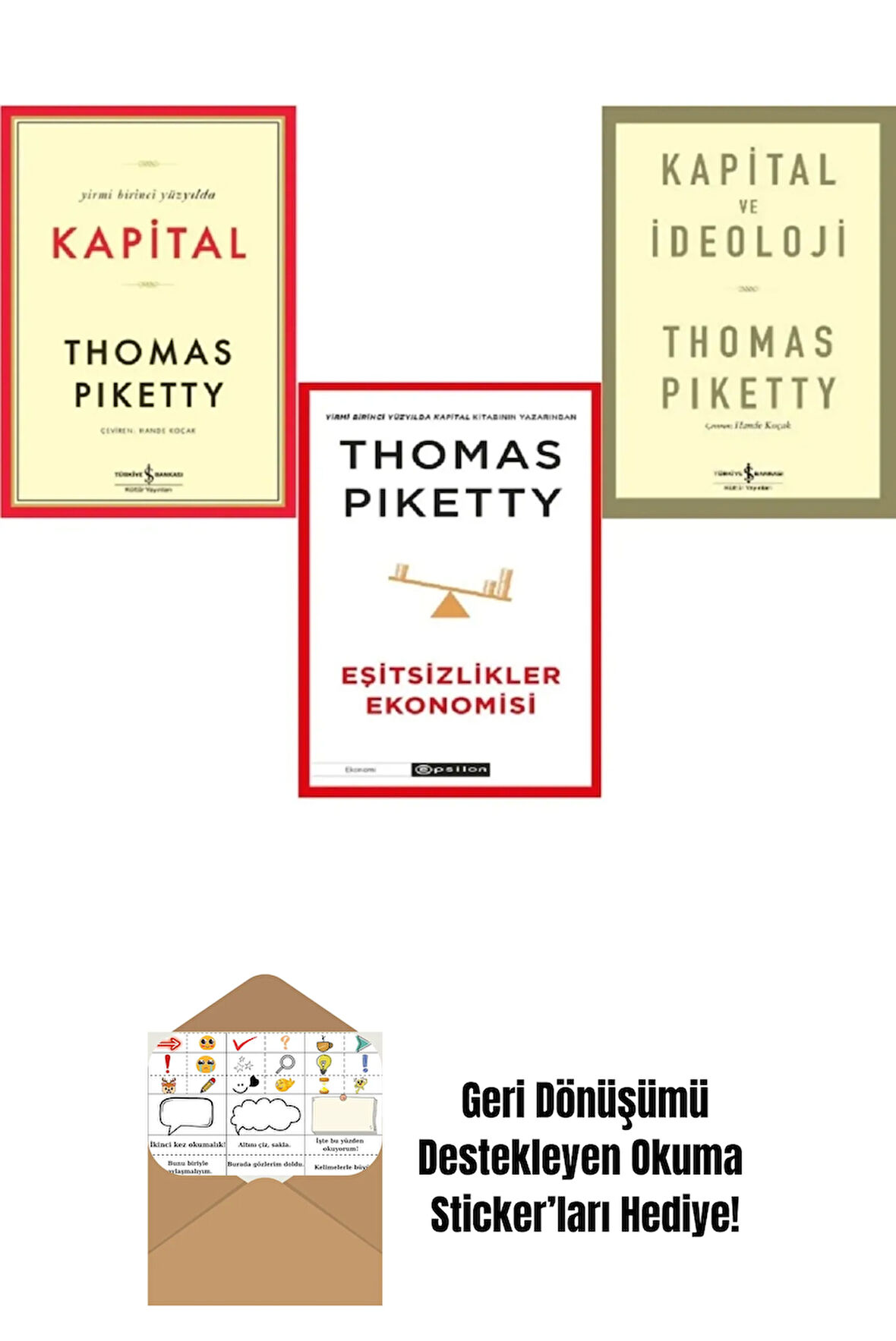 Thomas Piketty 3 Kitap Set + Okuma Sticker'ları