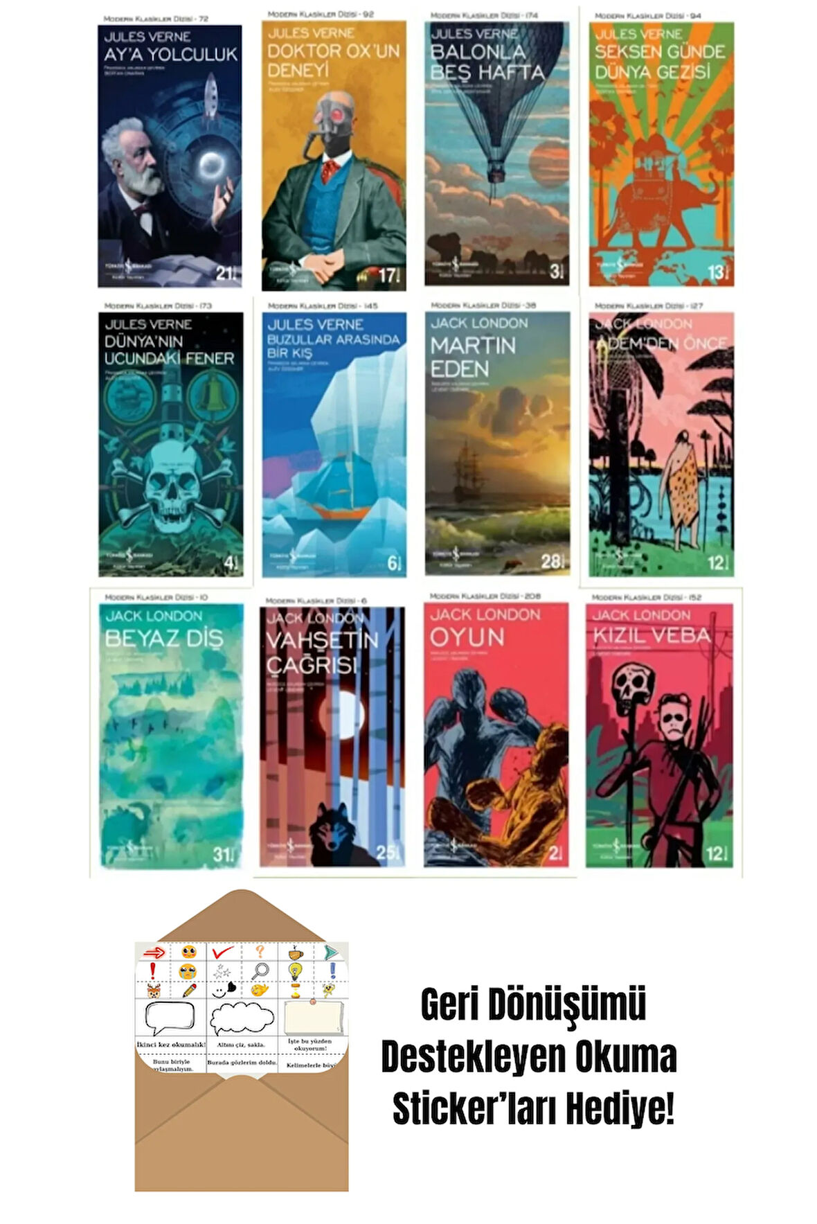 Modern Klasikler Dizisi Jules Verne&Jack London + Okuma Sticker'ları