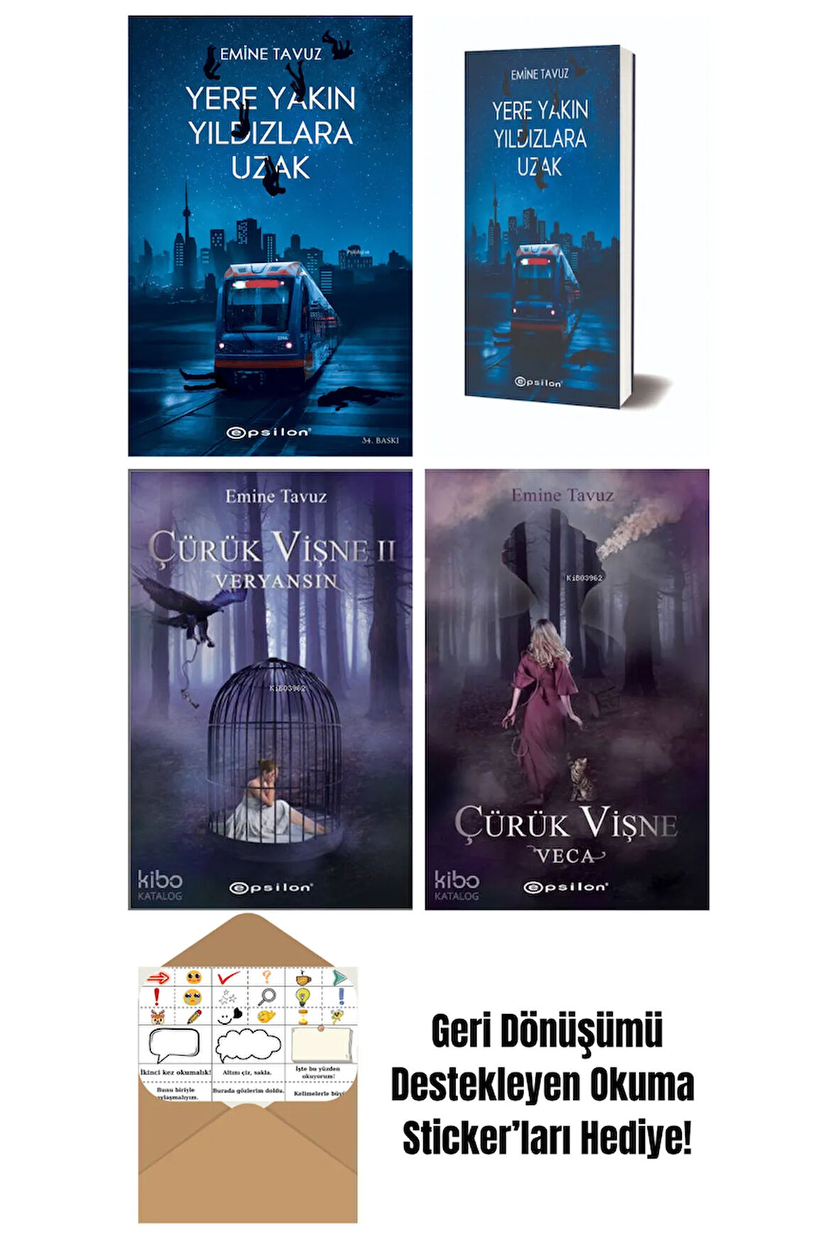 Emine Tavuz 4 Kitap Seti + Okuma Sticker'ları