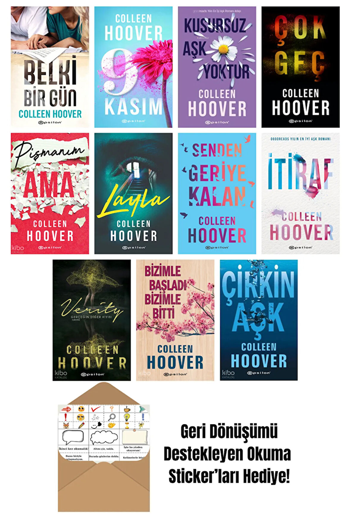 Colleen Hoover 11 Kitap Seti + Okuma Sticker'ları