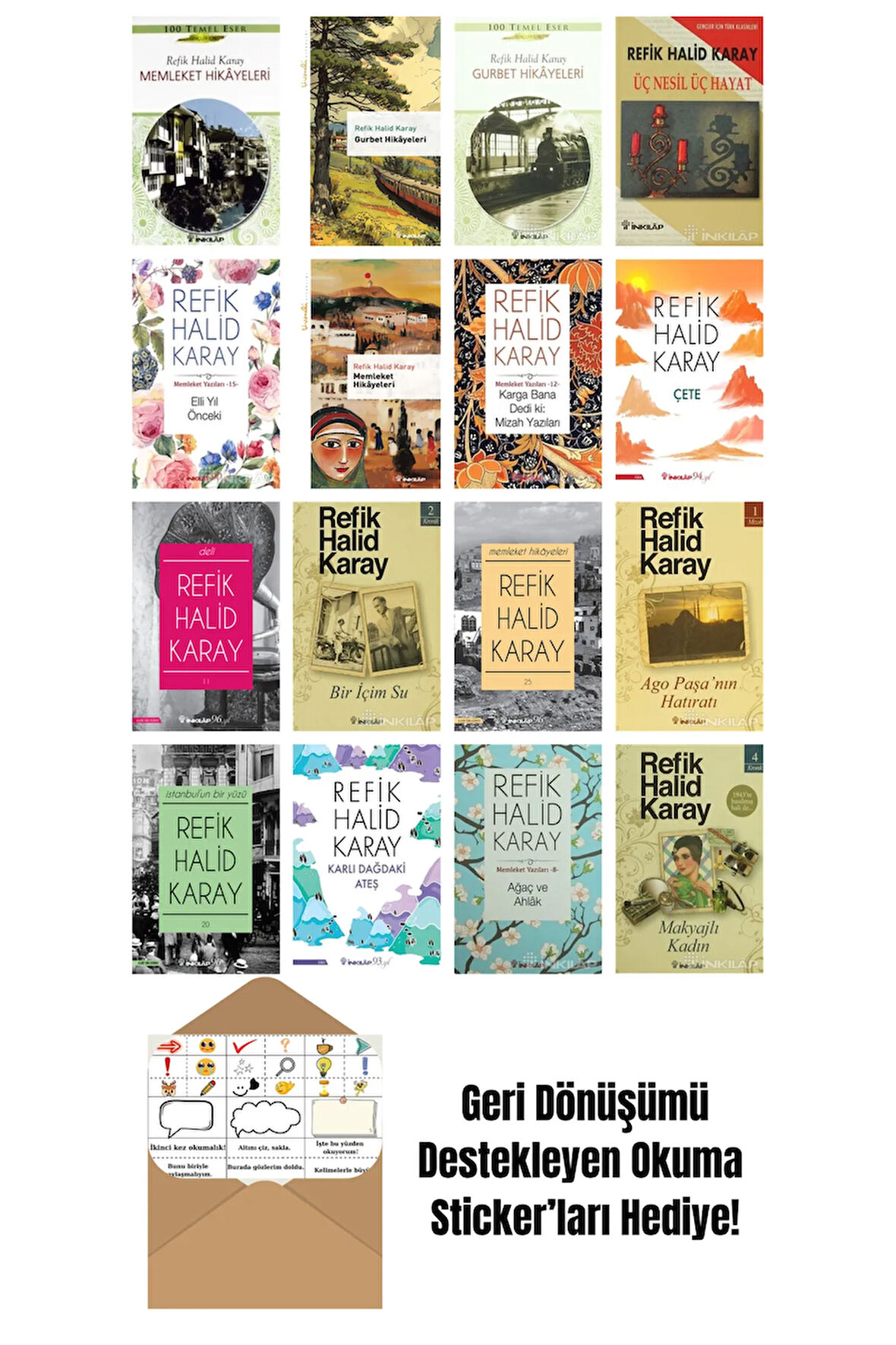 Refik Halid Karay 16 Kitap Seti + Okuma Sticker'ları