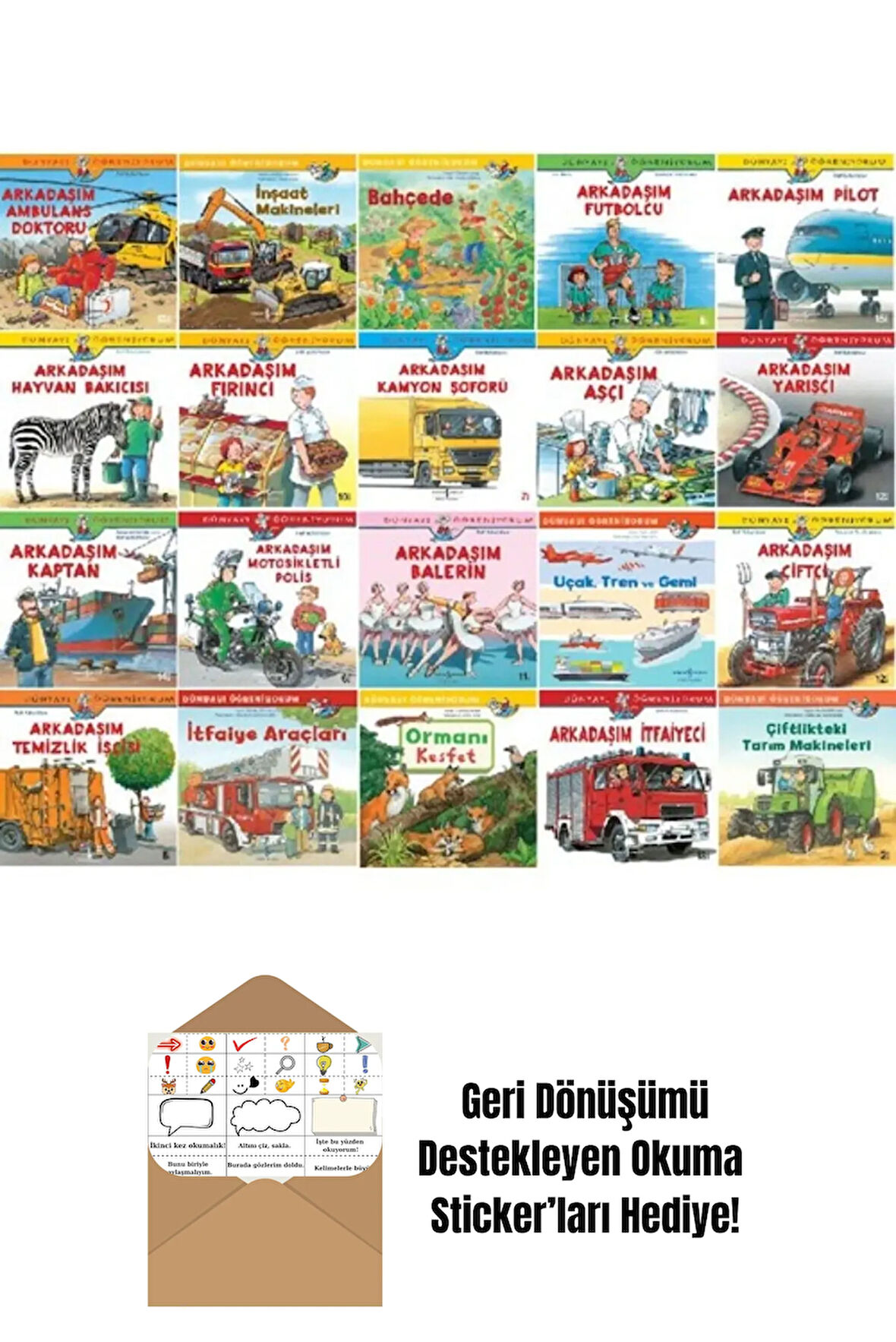 Dünyayı Öğreniyorum Serisi 20 Kitap Set + Okuma Sticker'ları