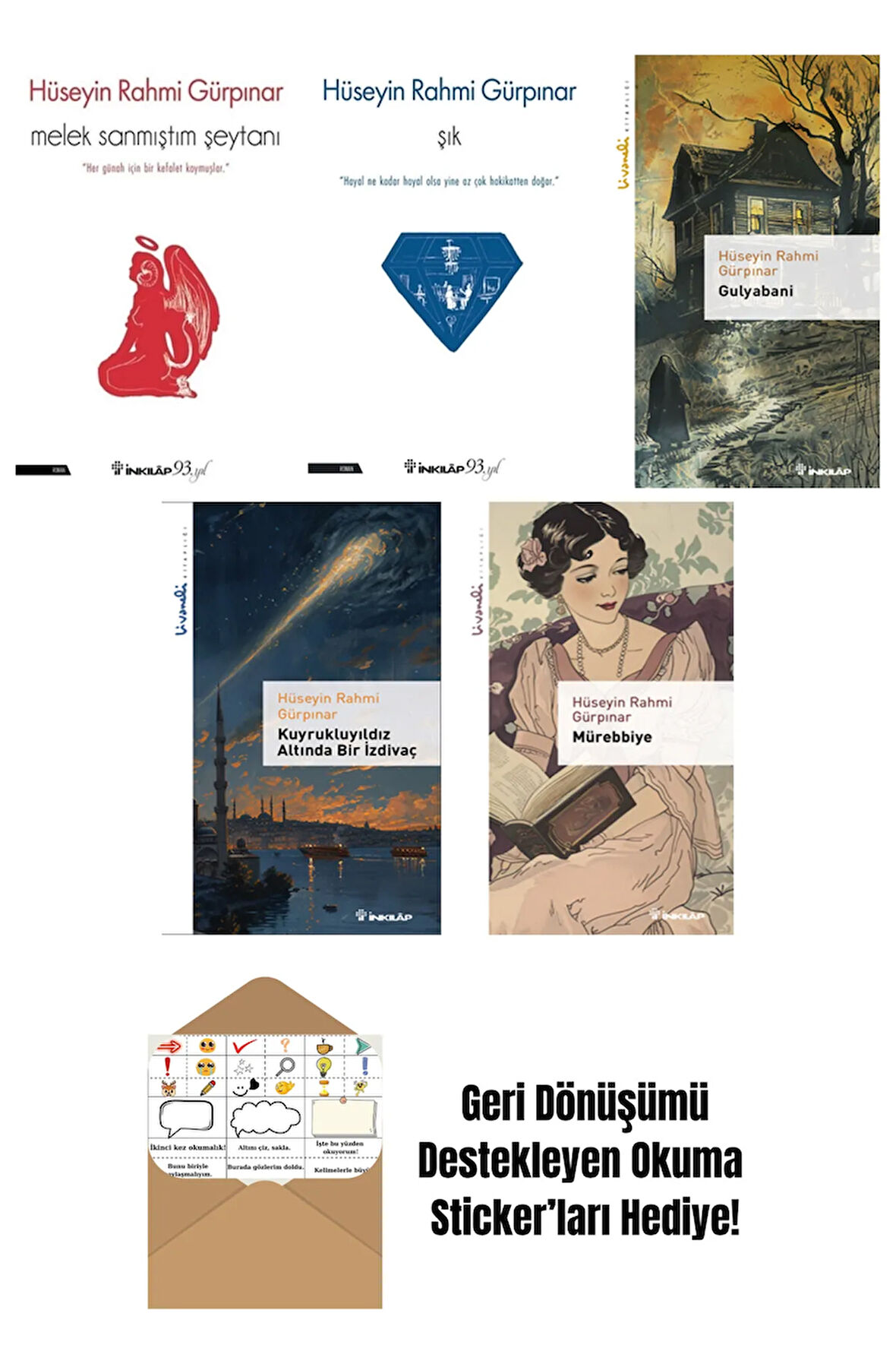 Hüseyin Rahmi Gürpınar 5 Kitap Seti + Okuma Sticker'ları