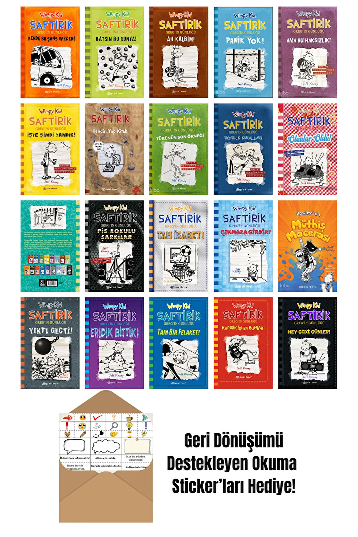 Jeff Kinney 20 Kitap Seti + Okuma Sticker'ları