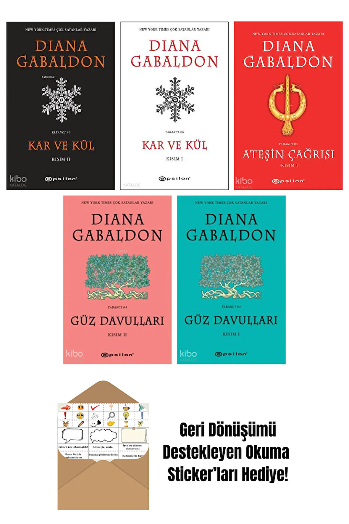 Diana Gabaldon 5 Kitap Seti + Okuma Sticker'ları