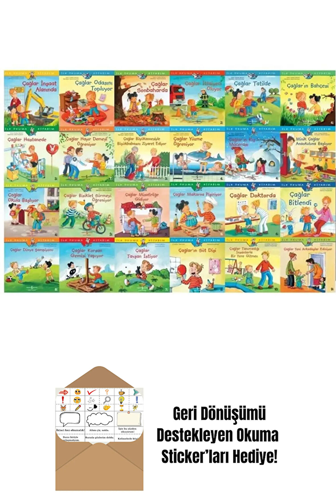 İlk Okuma Kitabım Çağlar Serisi 24 Kitaplık Set + Okuma Sticker'ları