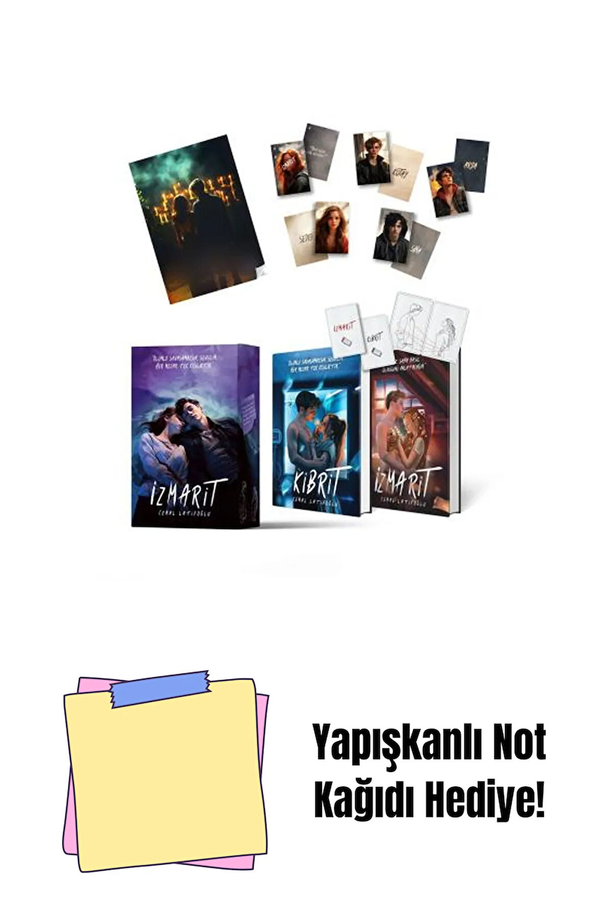 ÖZEL SERİ- KİBRİT İZMARİT CİLTLİ HEDİYELİ ÖZEL KUTU + Yapışkanlı Not Kağıdı