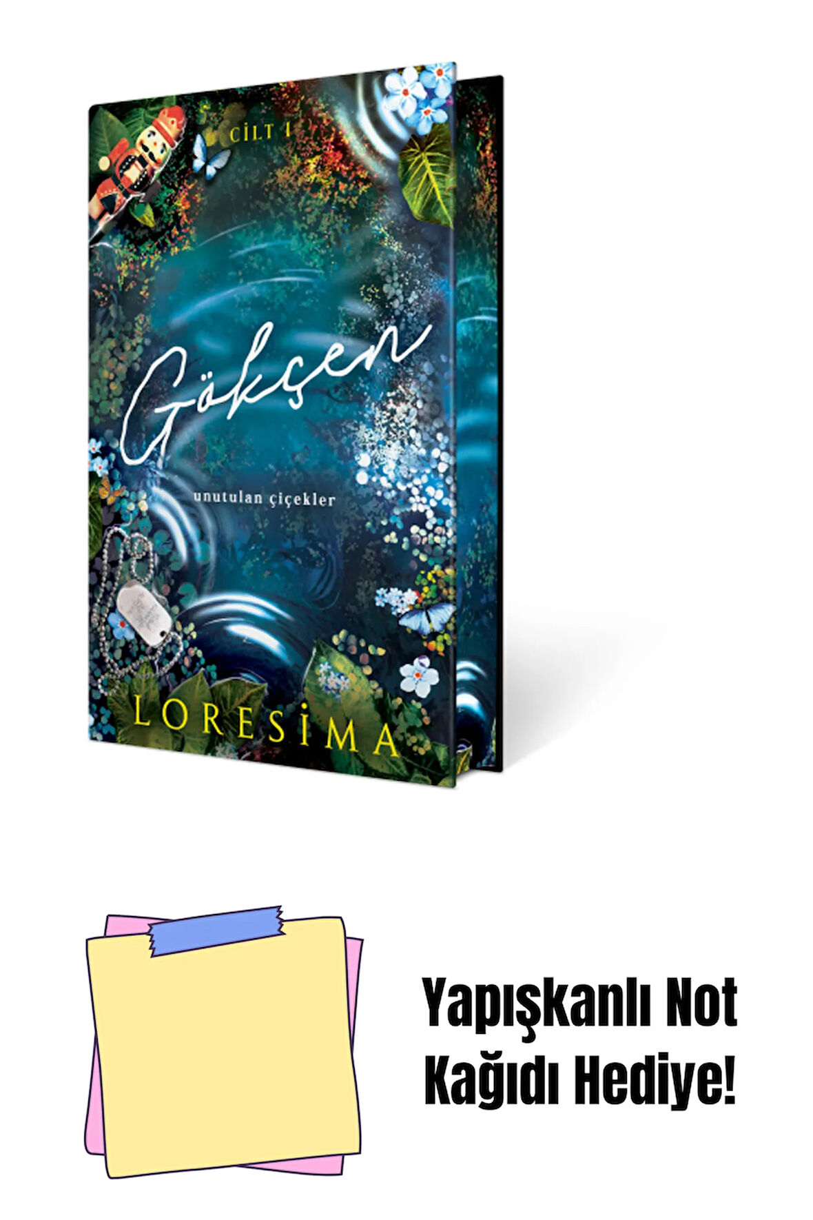 YAN BOYAMALI ÖZEL BASKI- GÖKÇEN-1: UNUTULMUŞ ÇİÇEKLER, CİLTLİ + Yapışkanlı Not Kağıdı