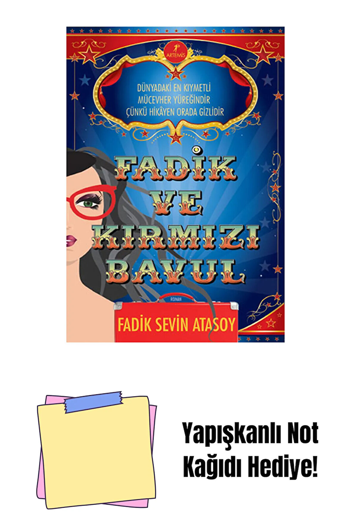 Fadik ve Kırmızı Bavul + Yapışkanlı Not Kağıdı