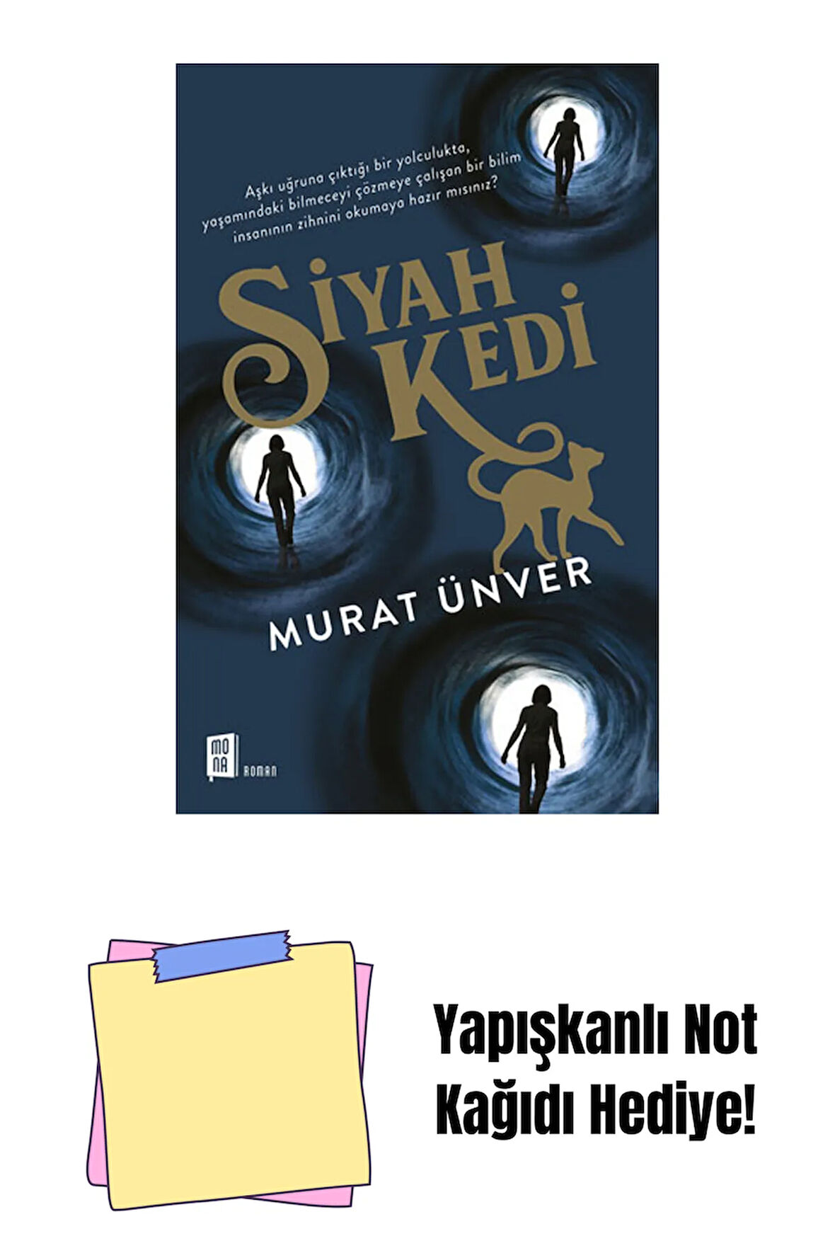 Siyah Kedi + Yapışkanlı Not Kağıdı