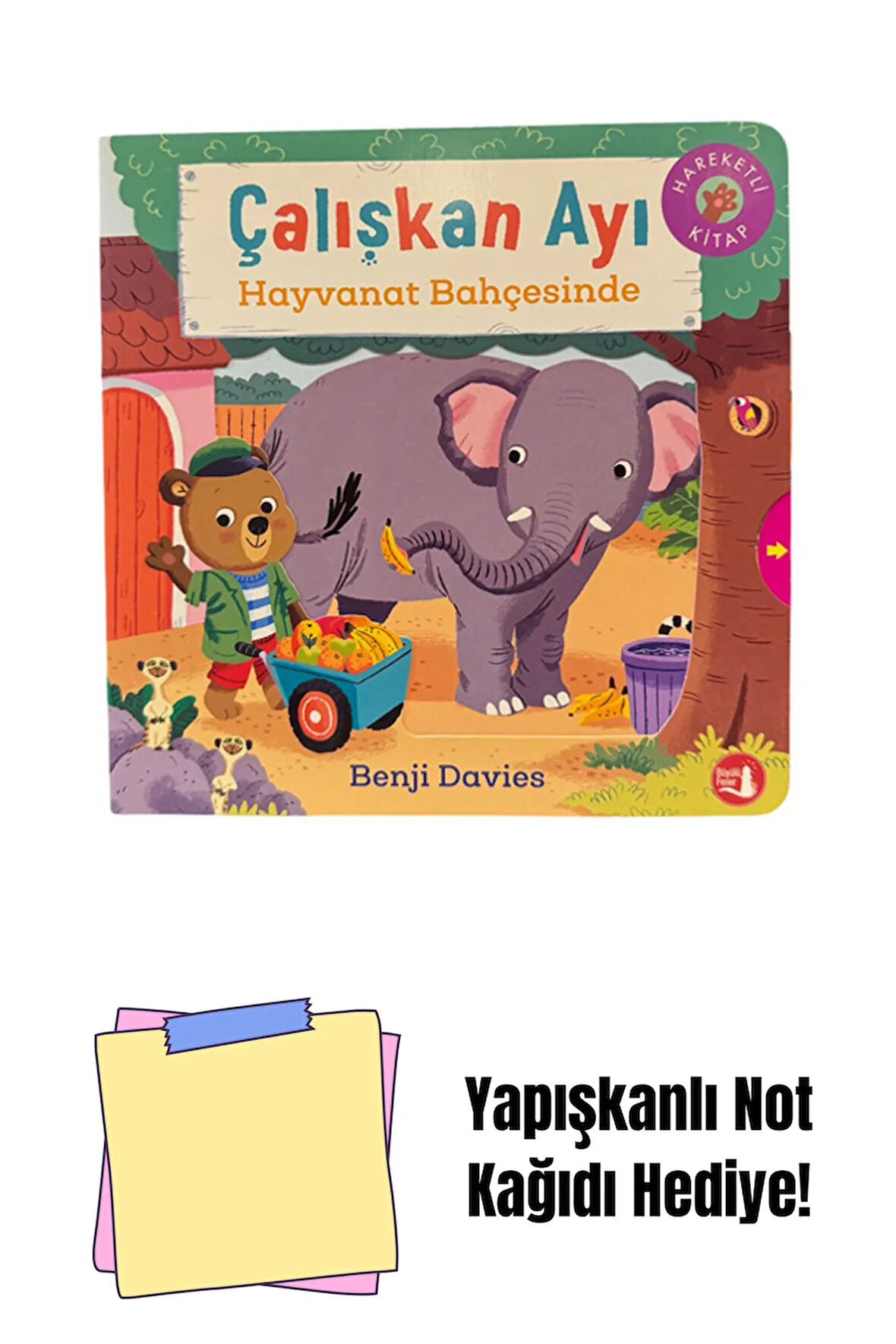 Çalışkan Ayı - Hayvanat Bahçesinde (Ciltli - Hareketli Kitap) + Yapışkanlı Not Kağıdı