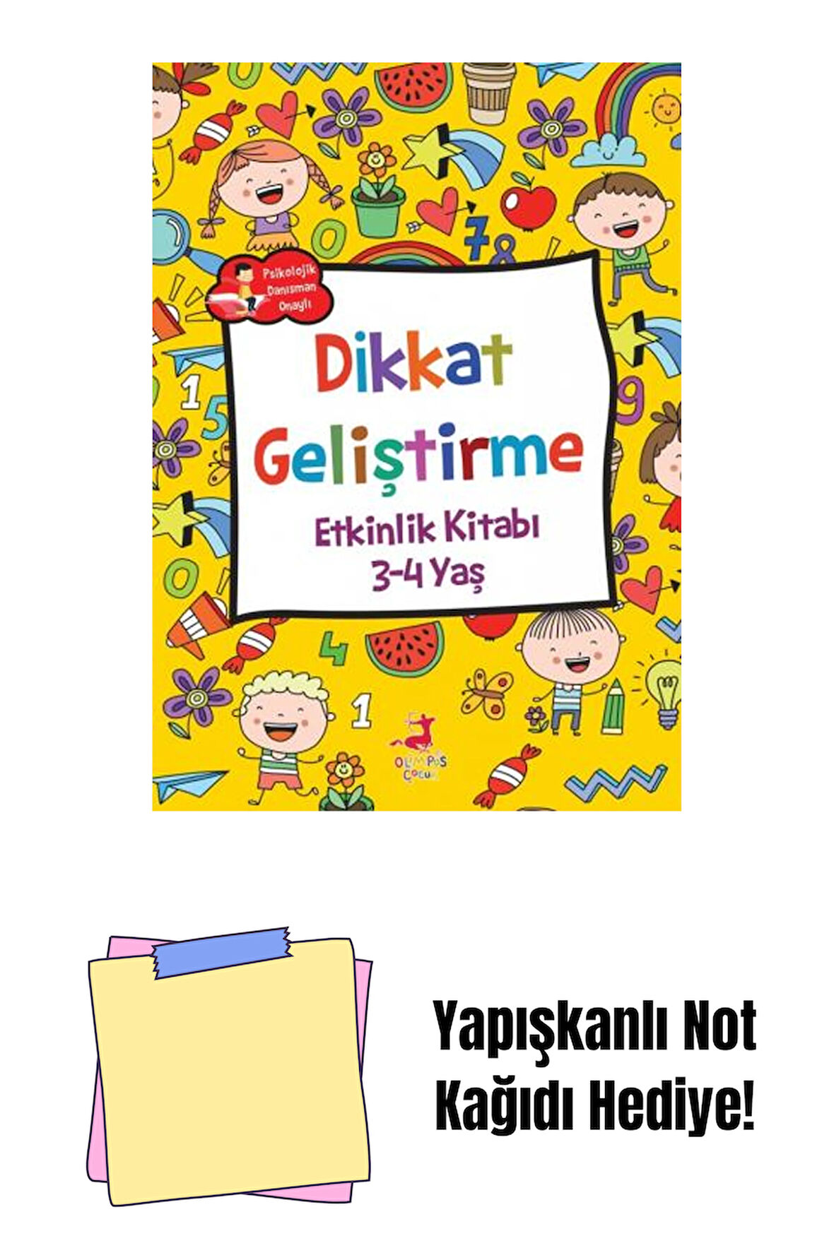 3-4 Yaş Dikkat Geliştirme + Yapışkanlı Not Kağıdı