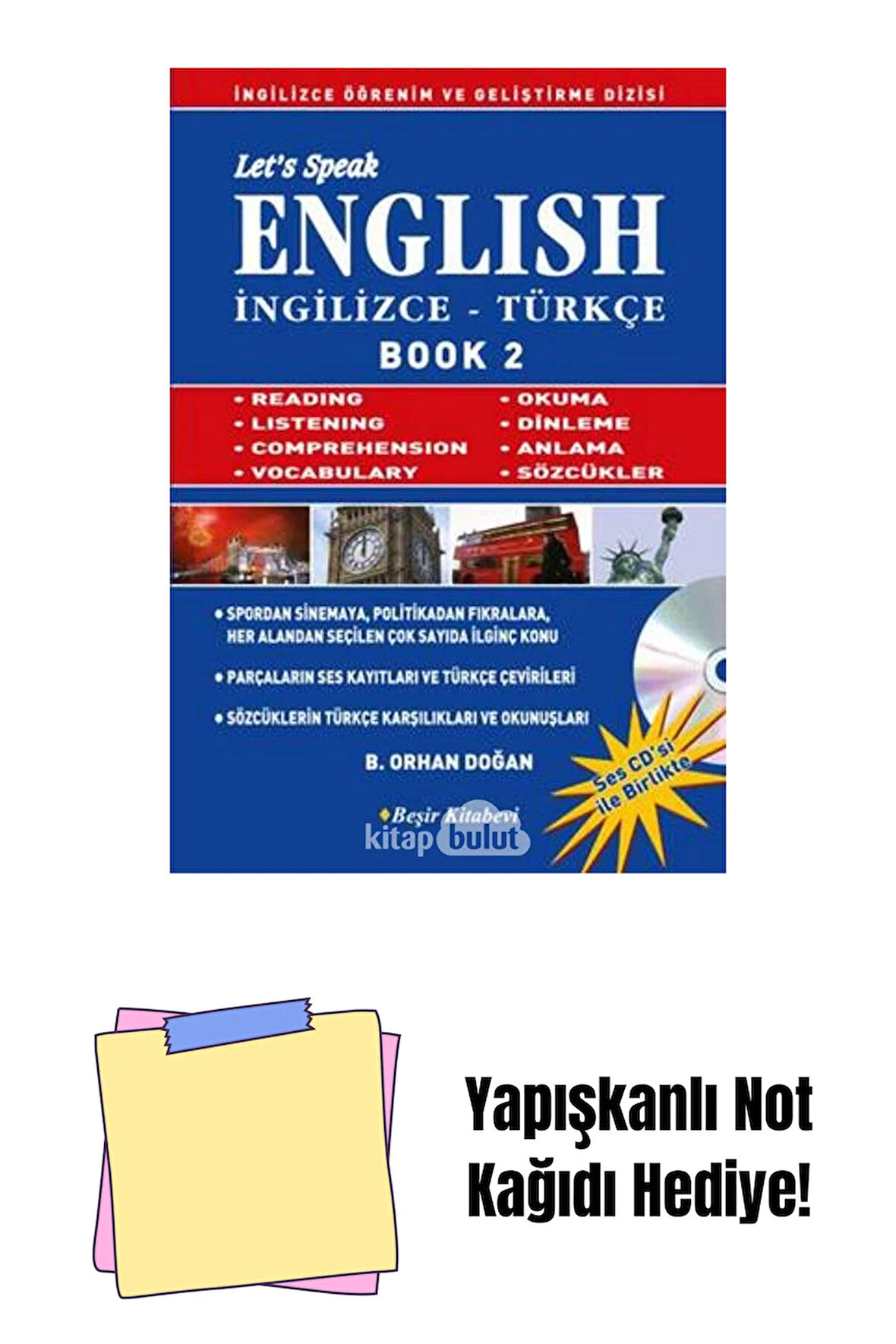 Let's Speak English Book 2: İngilizce - Türkçe + Yapışkanlı Not Kağıdı