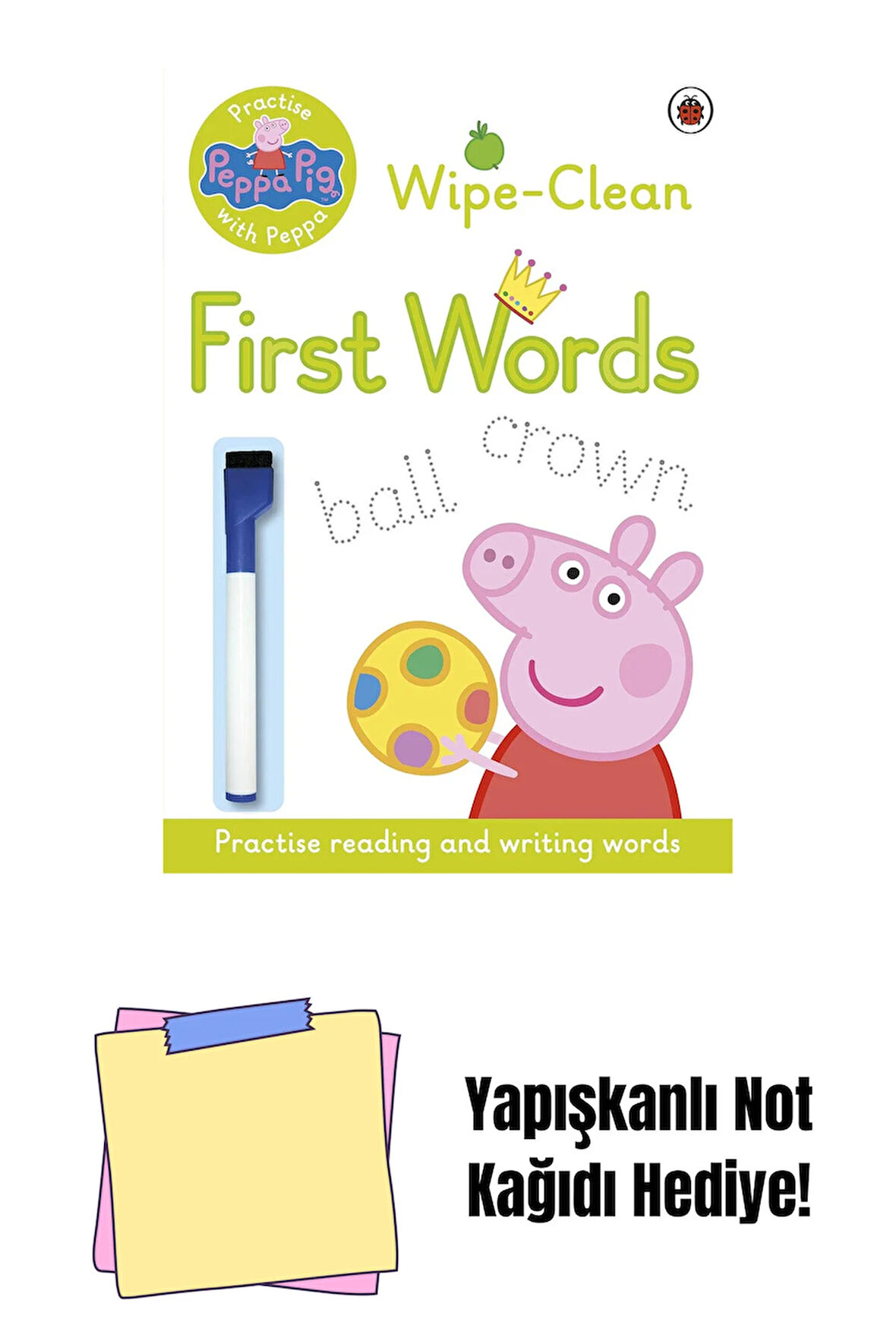 Peppa Pig: Practise with Peppa: Wipe-Clean First Words + Yapışkanlı Not Kağıdı
