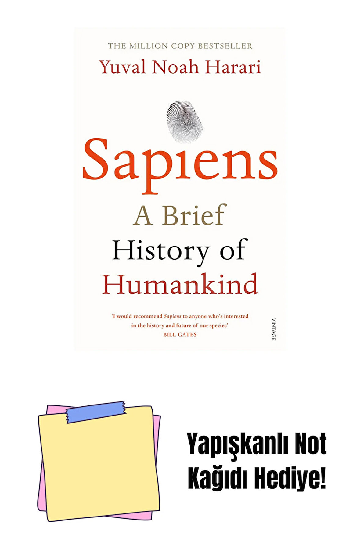 Sapiens: A Brief History of Humankind: THE MULTI-MILLION COPY BESTSELLER + Yapışkanlı Not Kağıdı
