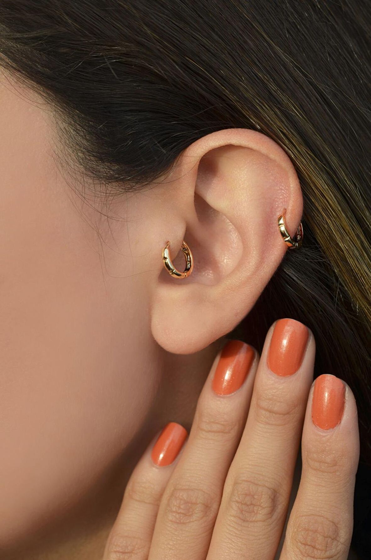 Çokgen Halka Piercing Helix Kıkırdak Küpesi