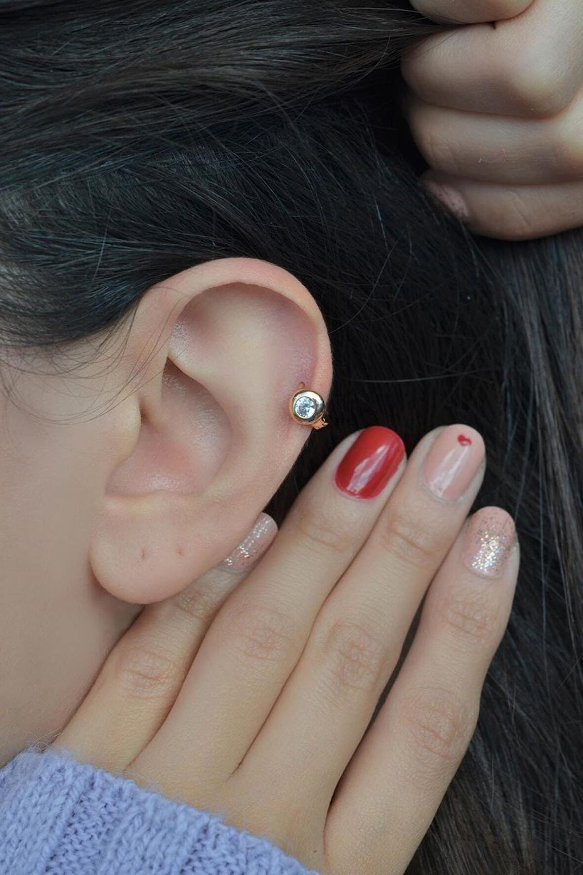 Tektaş Halka Tragus Piercing Helix Kıkırdak Küpesi