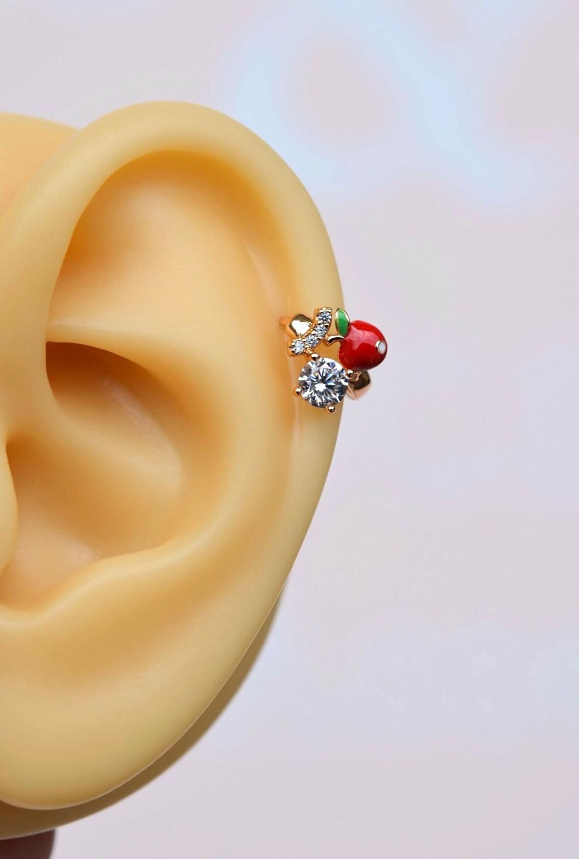 Kırmızı Renkli Kiraz Mini Halka Piercing Tragus Kıkırdak