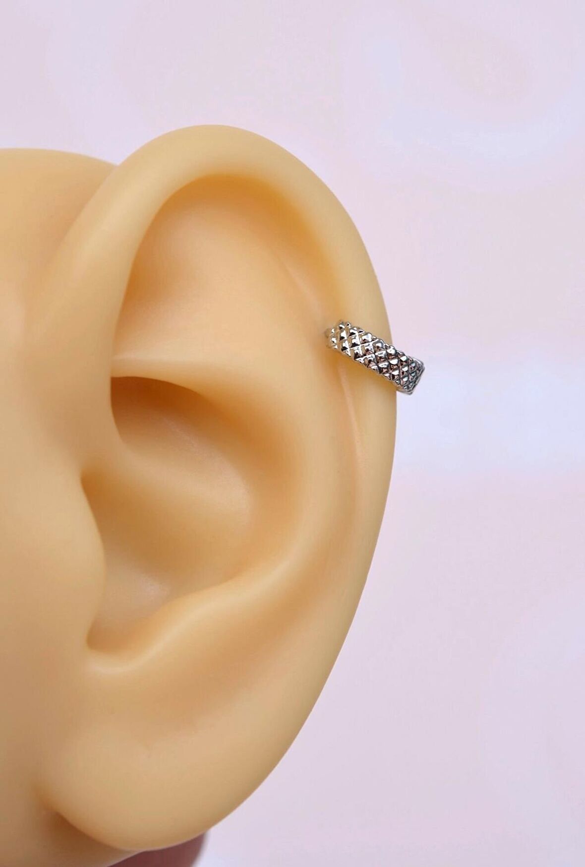 Gümüş Renkli Düz Halka Piercing Tragus Helix Kıkırdak Küpesi