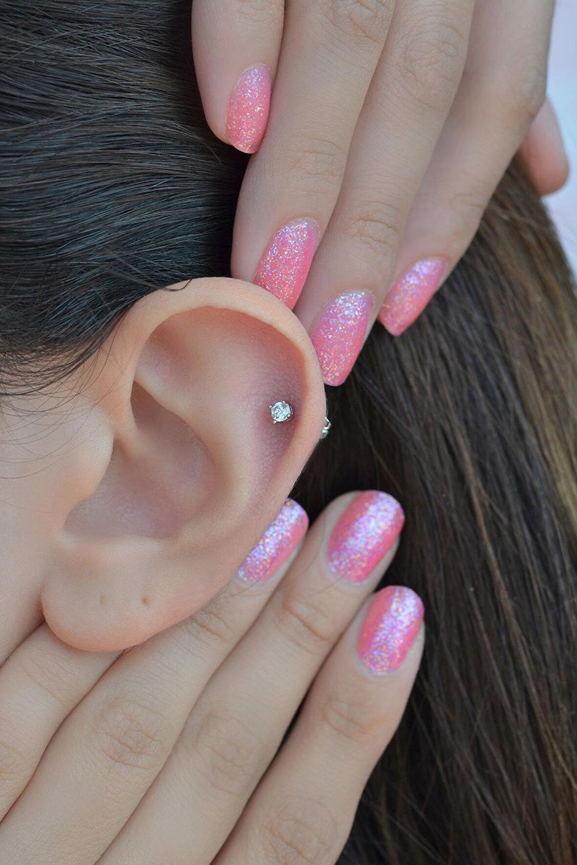 Gümüş Renkli Tektaş Piercing Helix Kıkırdak Küpesi