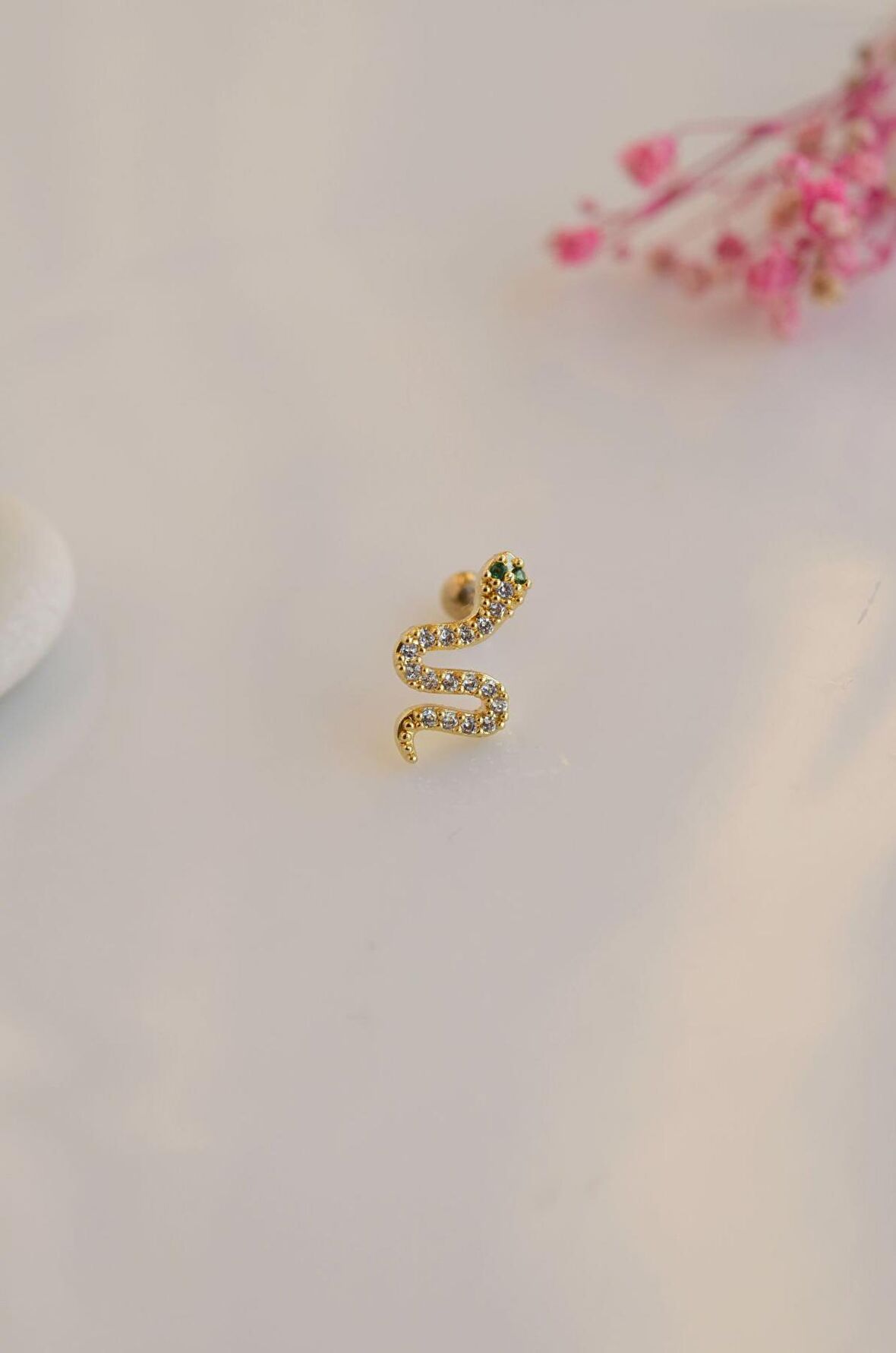 Yılan Model Piercing Helix Kıkırdak Küpesi