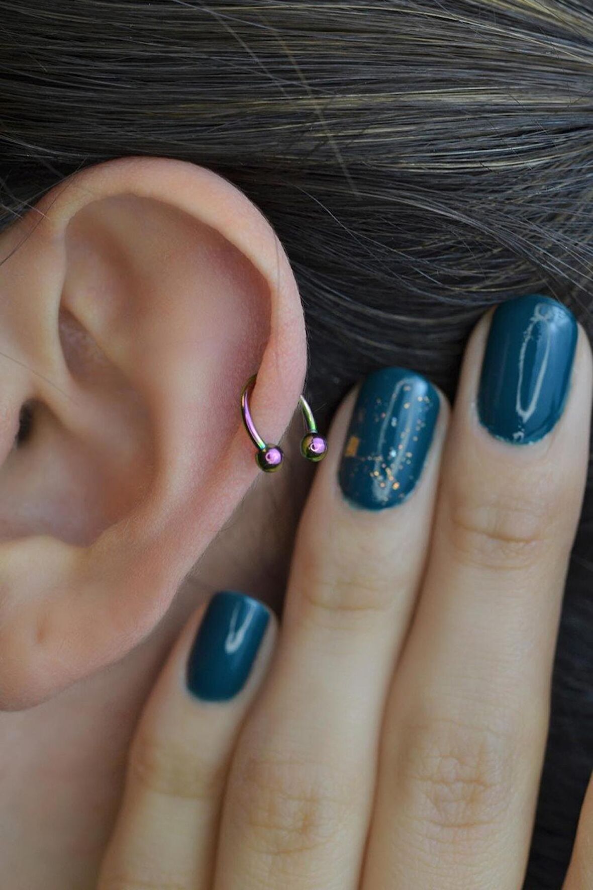 8 mm Hologram Çelik Top Uçlu Piercing Septum Kıkırdak