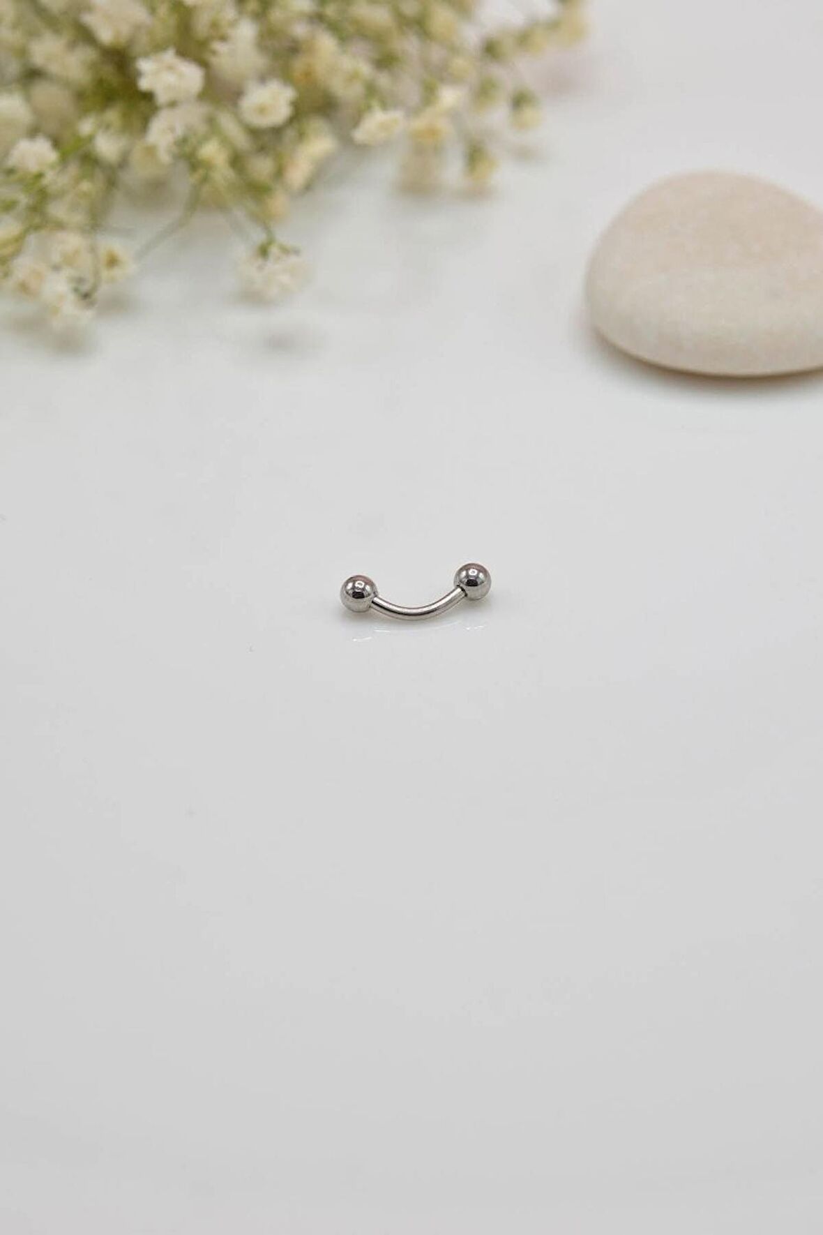 İki Ucu Top Çelik Piercing Kaş Helix Kıkırdak 6 mm Gümüş Renk