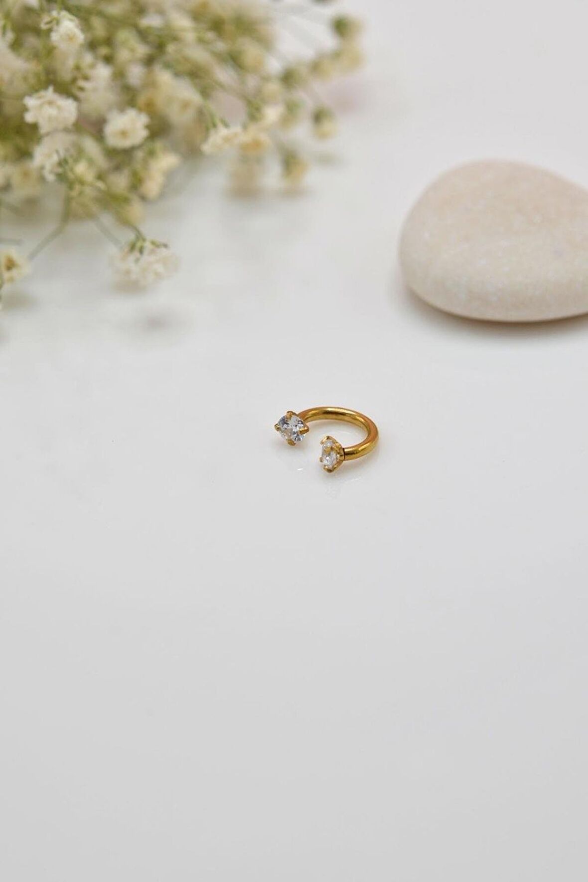 6 mm Gold Çelik Taşlı Percing Tragus Helix Kıkırdak