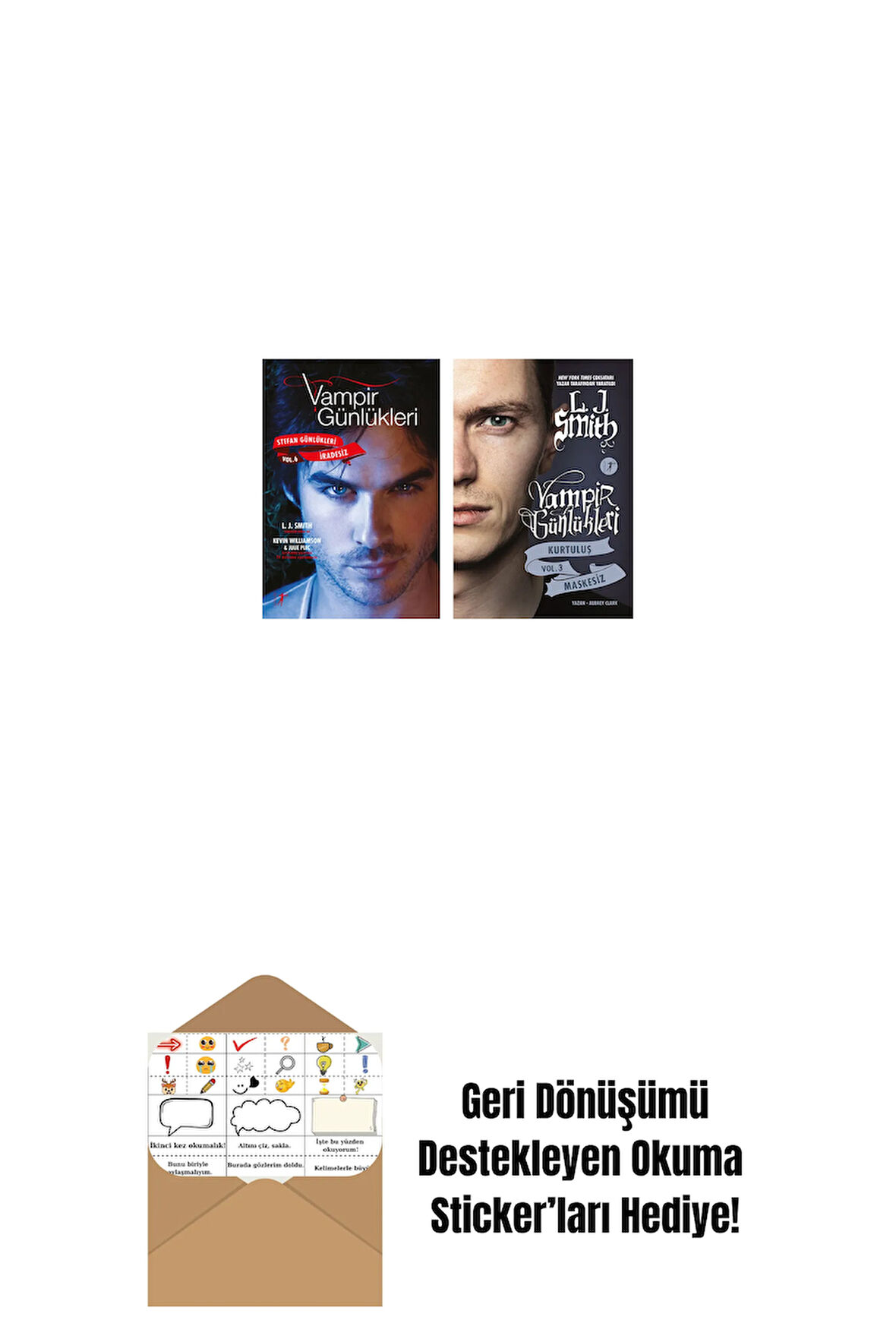 Vampir Günlükleri - Stefan Günlükleri Vol. 6 İradesiz + Vampir Günlükleri - Kurtuluş Vol. 3 Maskesiz + Okuma Sticker'ları