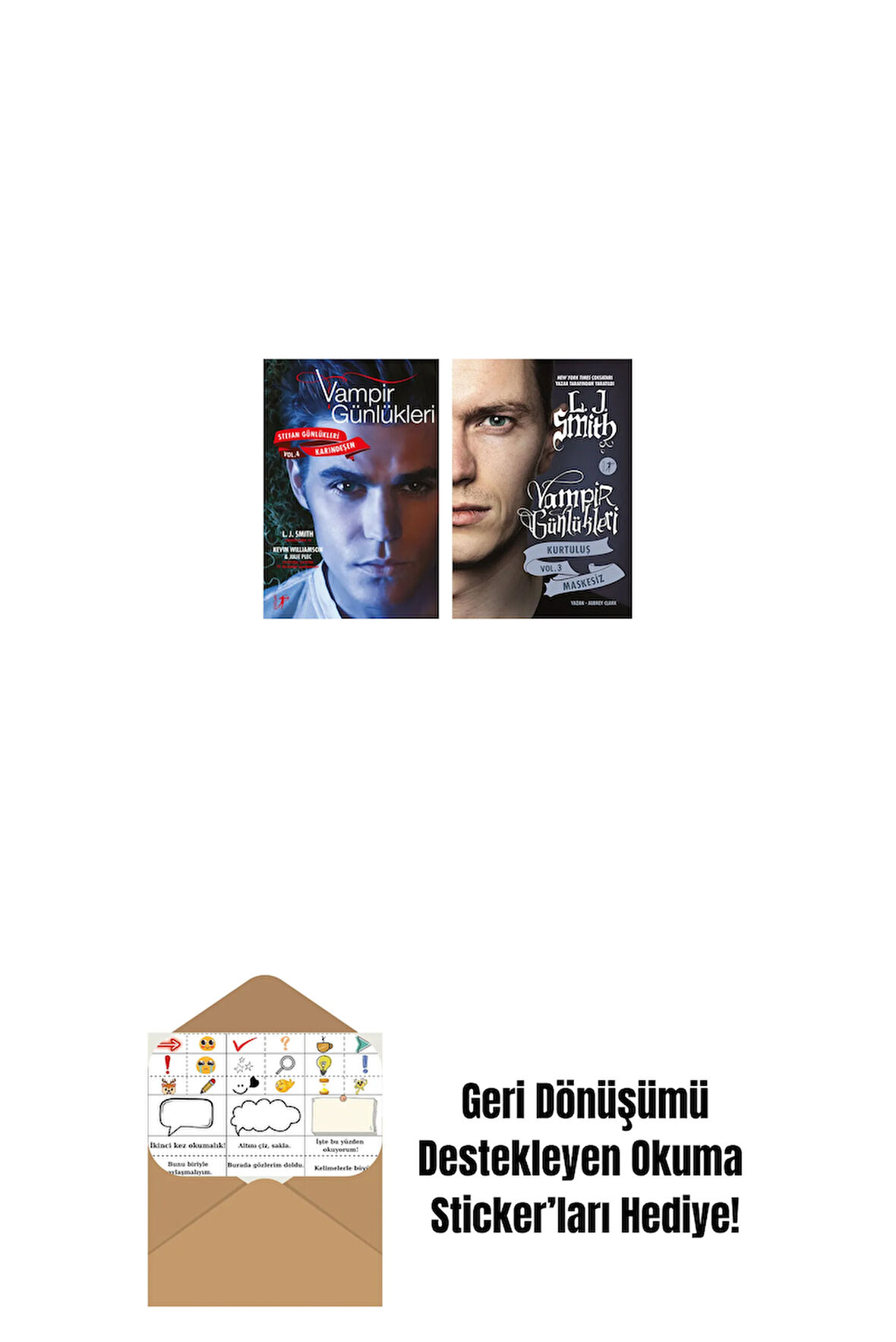 Vampir Günlükleri - Stefan Günlükleri Vol. 4 Karındeşen + Vampir Günlükleri - Kurtuluş Vol. 3 Maskesiz + Okuma Sticker'ları