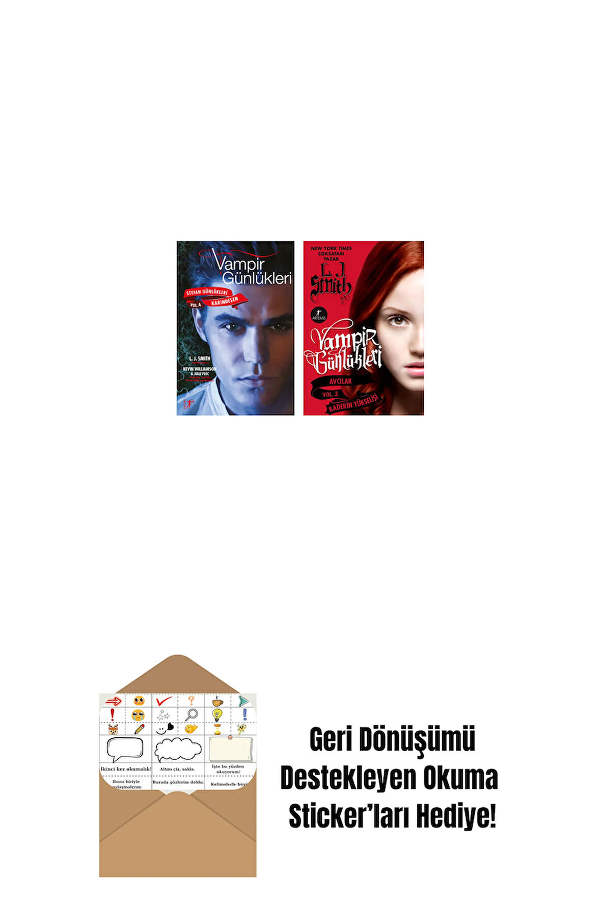 Vampir Günlükleri - Stefan Günlükleri Vol. 4 Karındeşen + Vampir Günlükleri - Vol. 3 Kaderin Yükselişi + Okuma Sticker'ları
