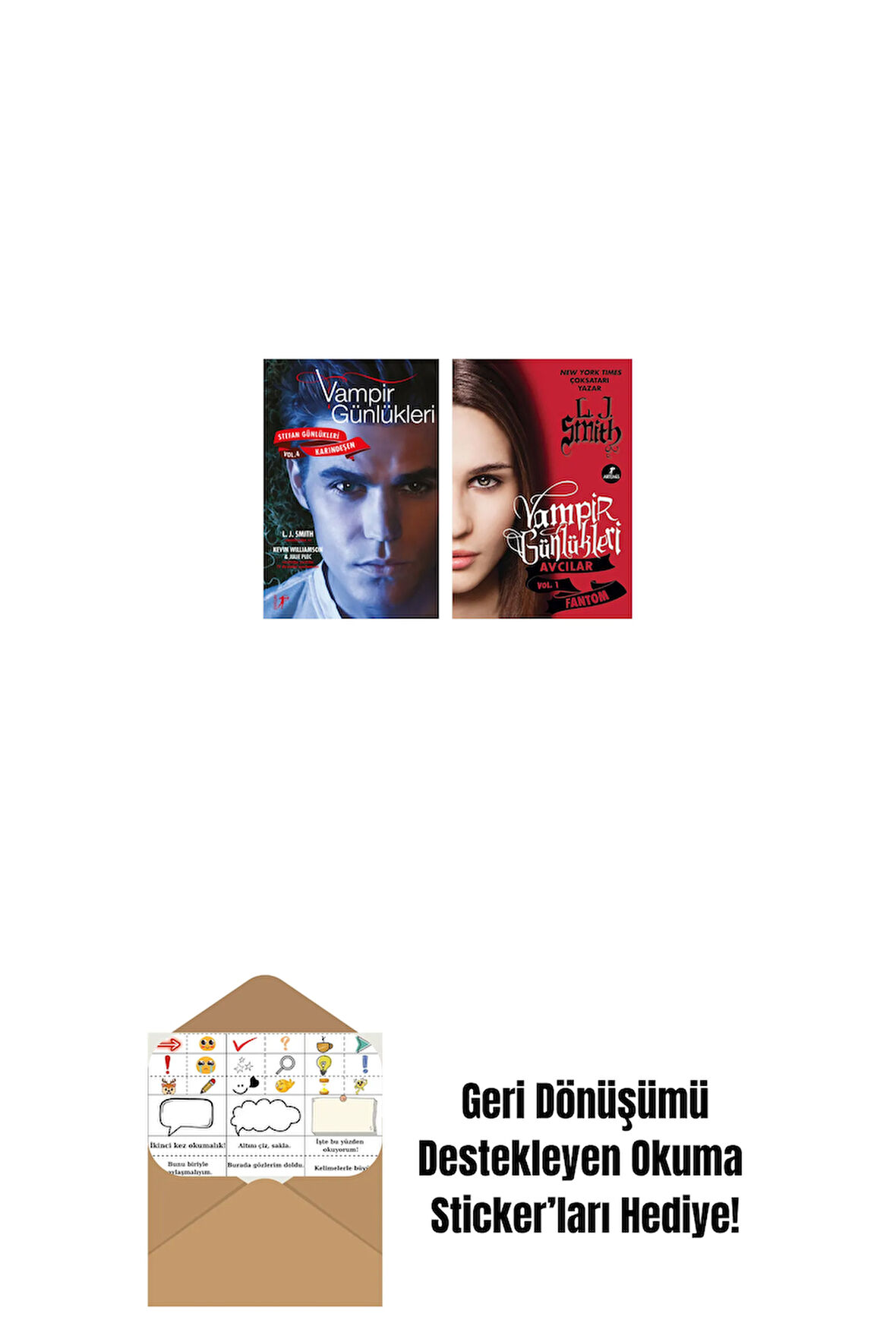Vampir Günlükleri - Stefan Günlükleri Vol. 4 Karındeşen + Vampir Günlükleri - Avcılar Vol.1 Fantom + Okuma Sticker'ları