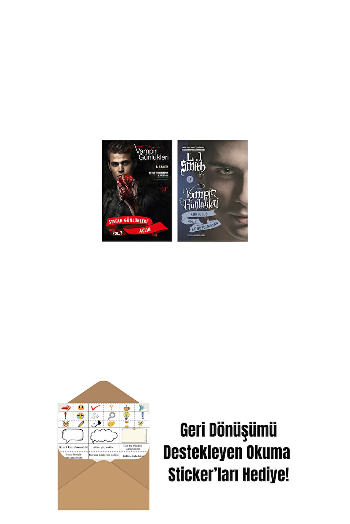 Vampir Günlükleri - Stefan Günlükleri Vol. 3 Açlık + Vampir Günlükleri - Kurtuluş Vol. 2 Konuşulmayan + Okuma Sticker'ları