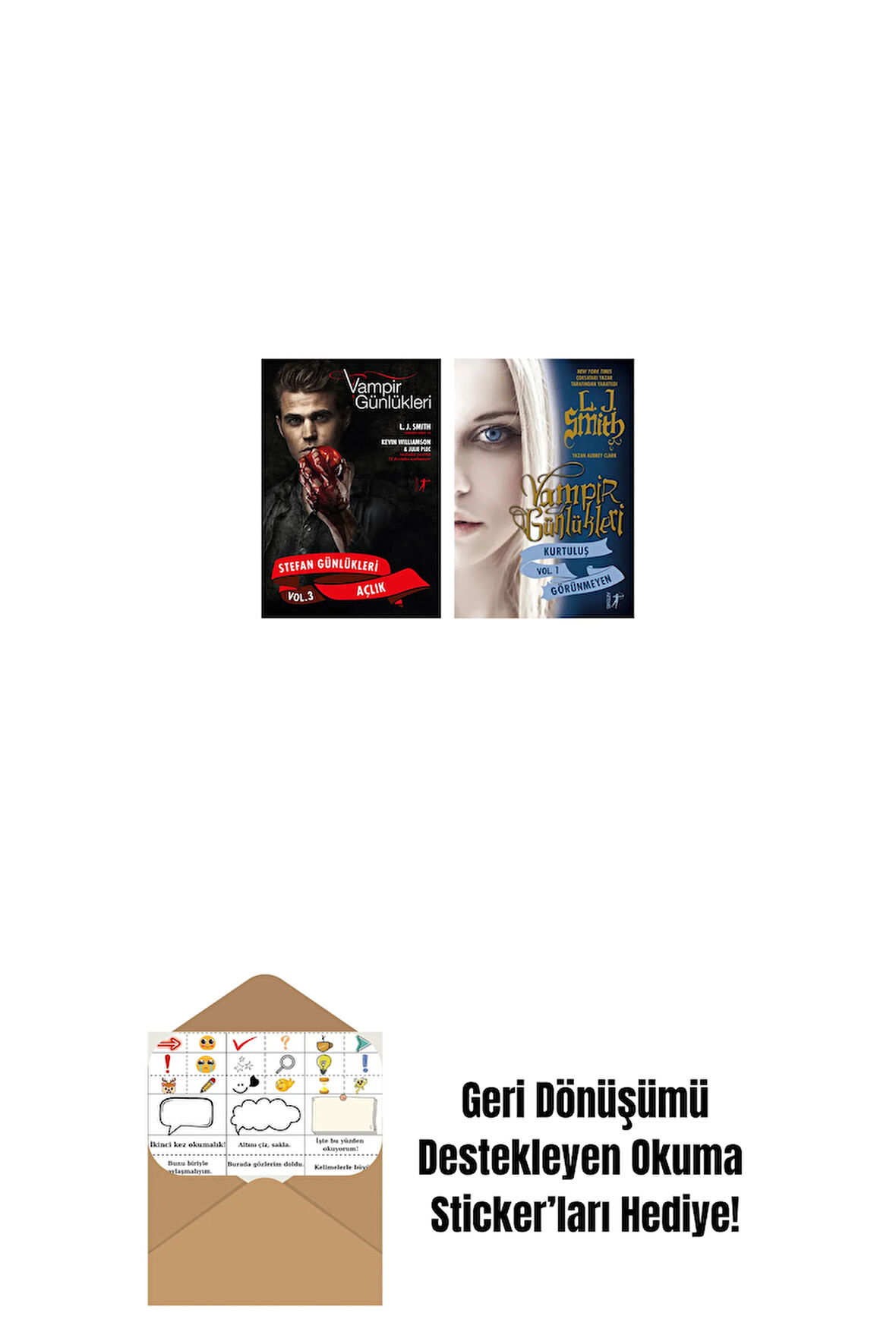 Vampir Günlükleri - Stefan Günlükleri Vol. 3 Açlık + Vampir Günlükleri - Kurtuluş Vol. 1 Görünmeyen + Okuma Sticker'ları
