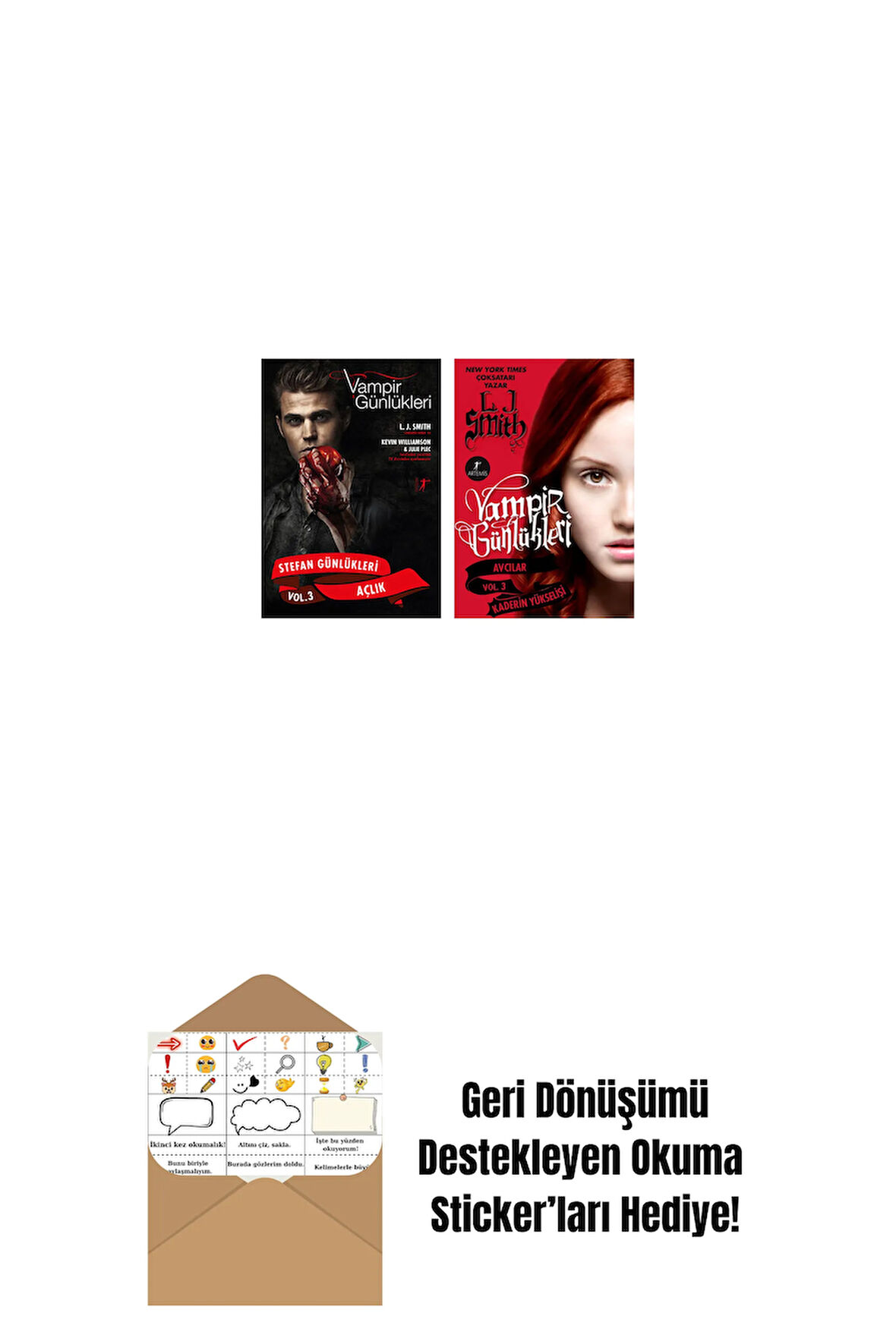 Vampir Günlükleri - Stefan Günlükleri Vol. 3 Açlık + Vampir Günlükleri - Vol. 3 Kaderin Yükselişi + Okuma Sticker'ları