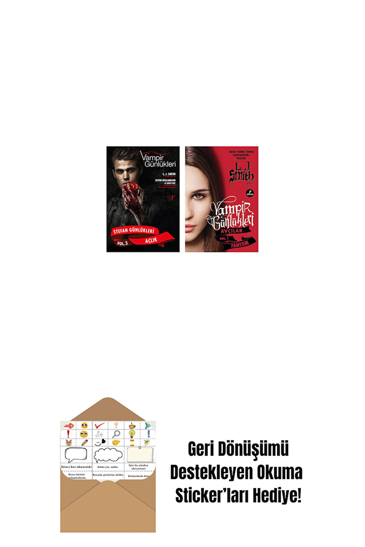 Vampir Günlükleri - Stefan Günlükleri Vol. 3 Açlık + Vampir Günlükleri - Avcılar Vol.1 Fantom + Okuma Sticker'ları