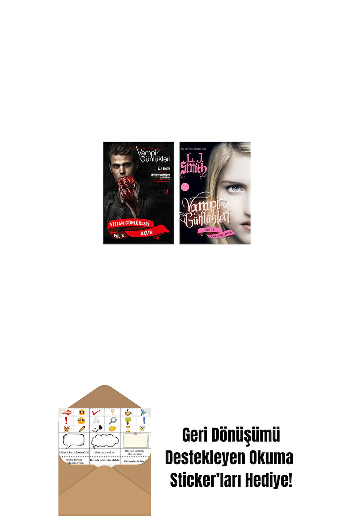 Vampir Günlükleri - Stefan Günlükleri Vol. 3 Açlık + Vampir Günlükleri - Dönüş: Çöken Karanlık + Okuma Sticker'ları