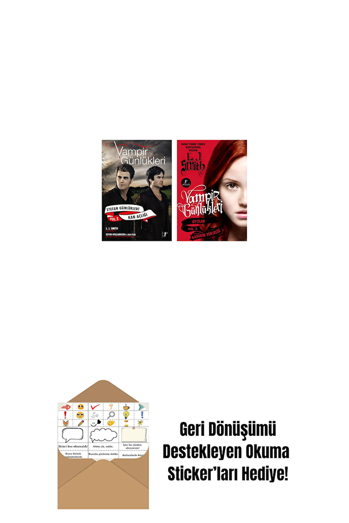 Vampir Günlükleri - Stefan Günlükleri Vol. 2 Kan Açlığı + Vampir Günlükleri - Vol. 3 Kaderin Yükselişi + Okuma Sticker'ları