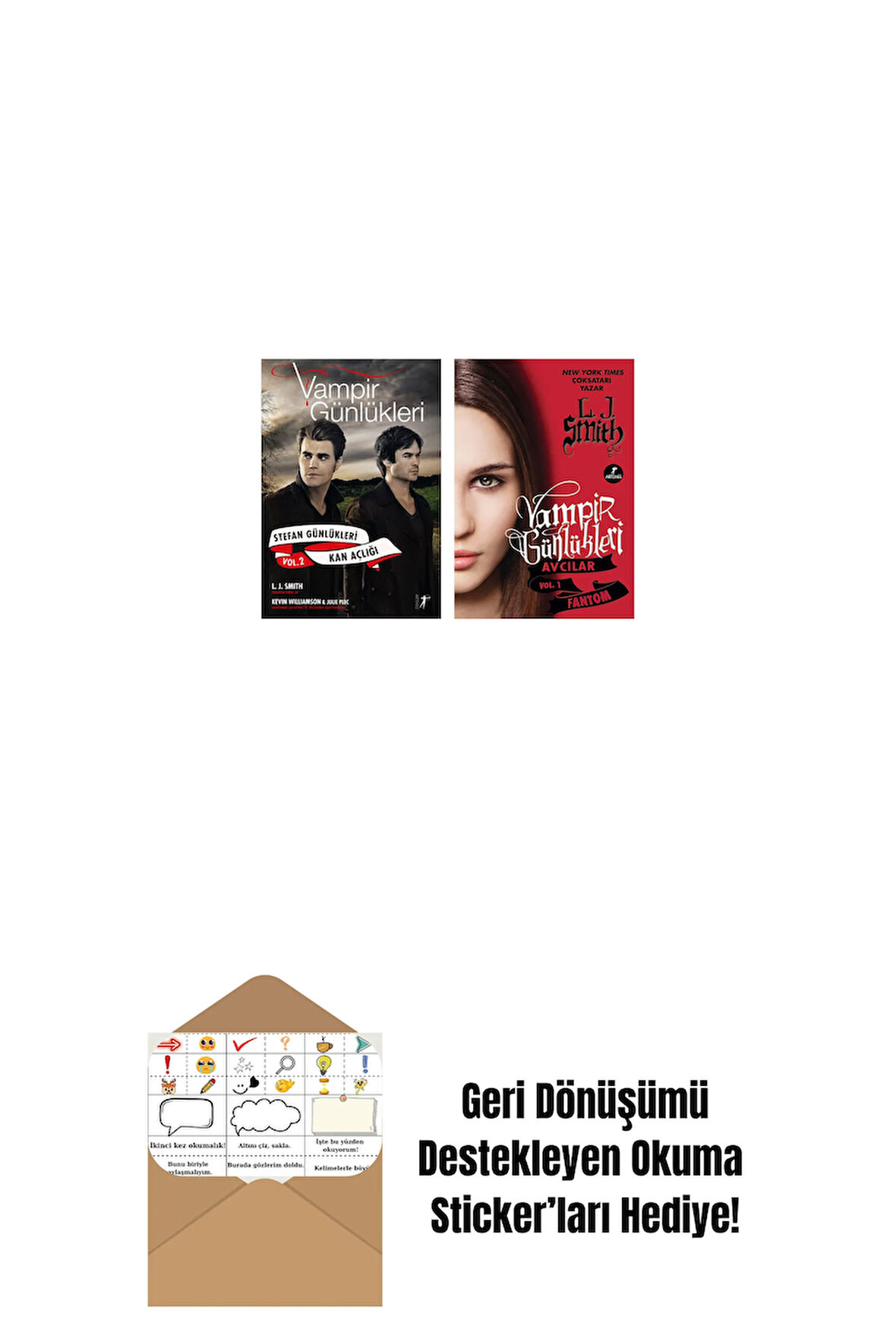 Vampir Günlükleri - Stefan Günlükleri Vol. 2 Kan Açlığı + Vampir Günlükleri - Avcılar Vol.1 Fantom + Okuma Sticker'ları
