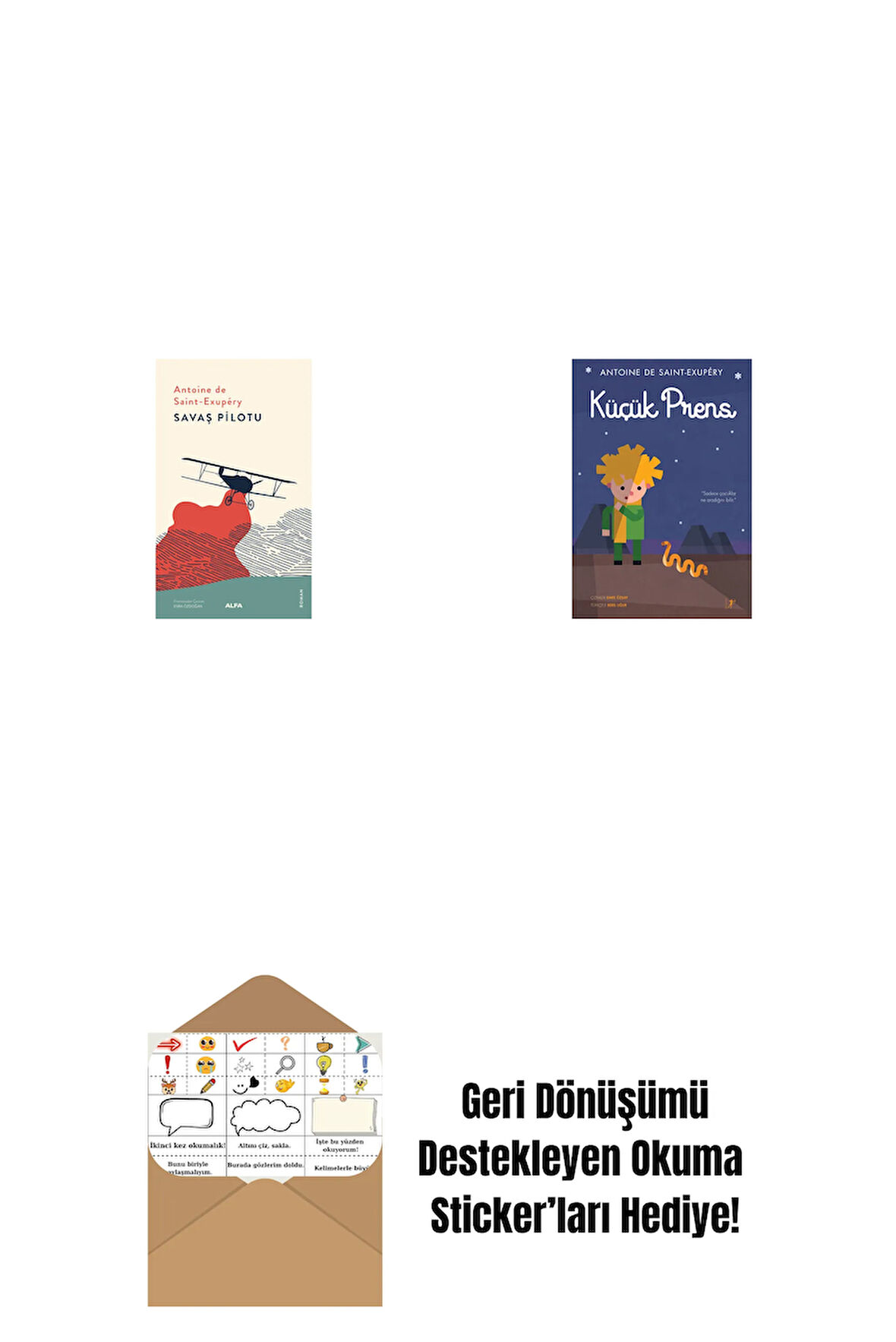 Savaş Pilotu + Küçük Prens (Ciltli) - Büyük Boy + Okuma Sticker'ları