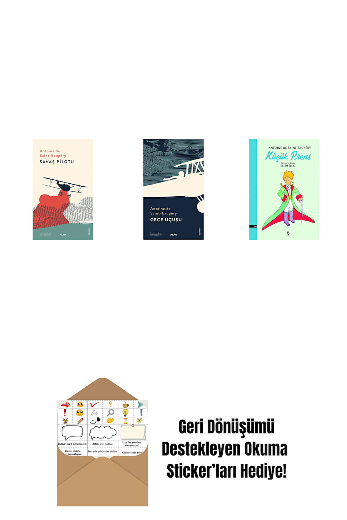 Savaş Pilotu + Gece Uçuşu + Küçük Prens + Okuma Sticker'ları