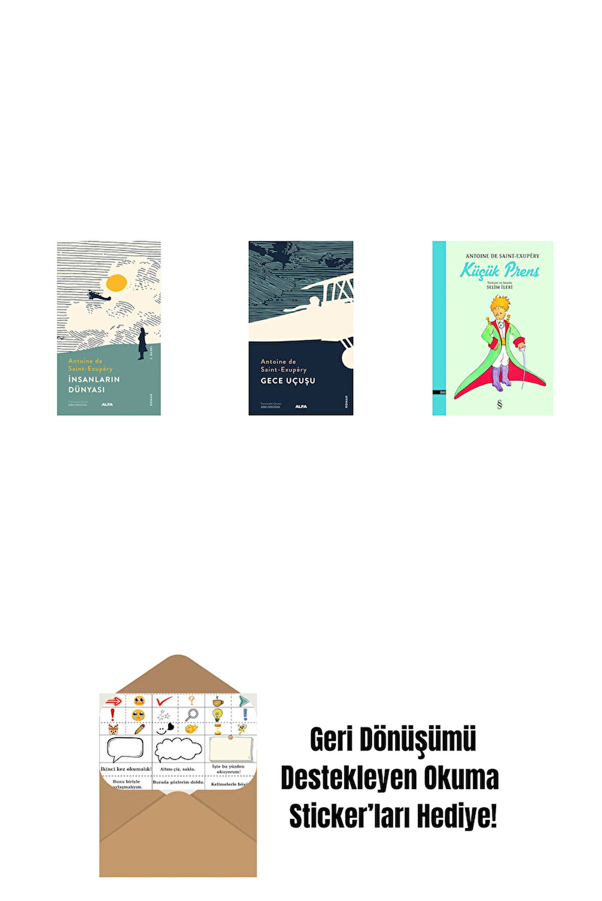 İnsanların  Dünyası + Gece Uçuşu + Küçük Prens + Okuma Sticker'ları