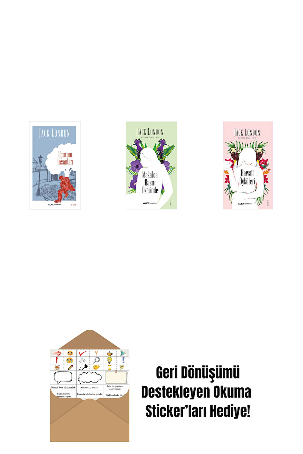 Uçurum İnsanları + Makaloa Hasırı Üzerinde + Hawaii Öyküleri + Okuma Sticker'ları