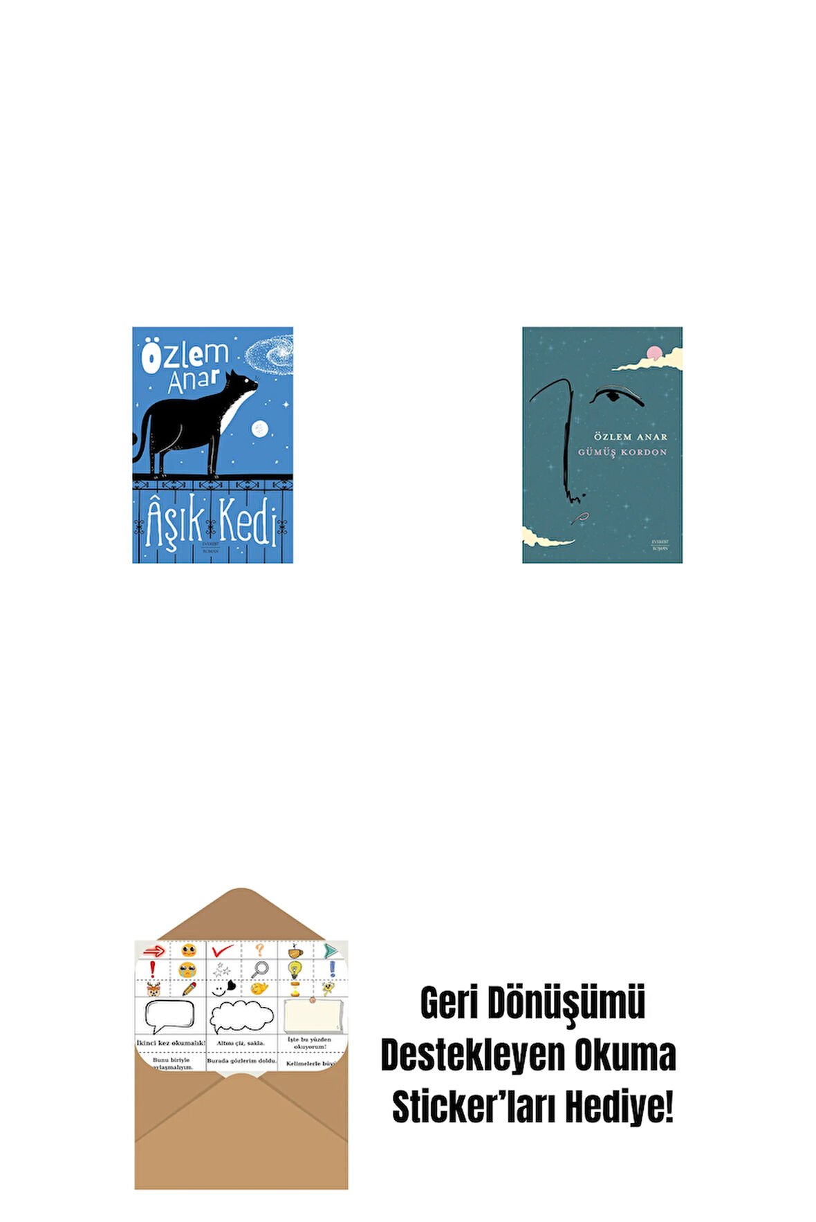 Âşık Kedi + Gümüş Kordon + Okuma Sticker'ları