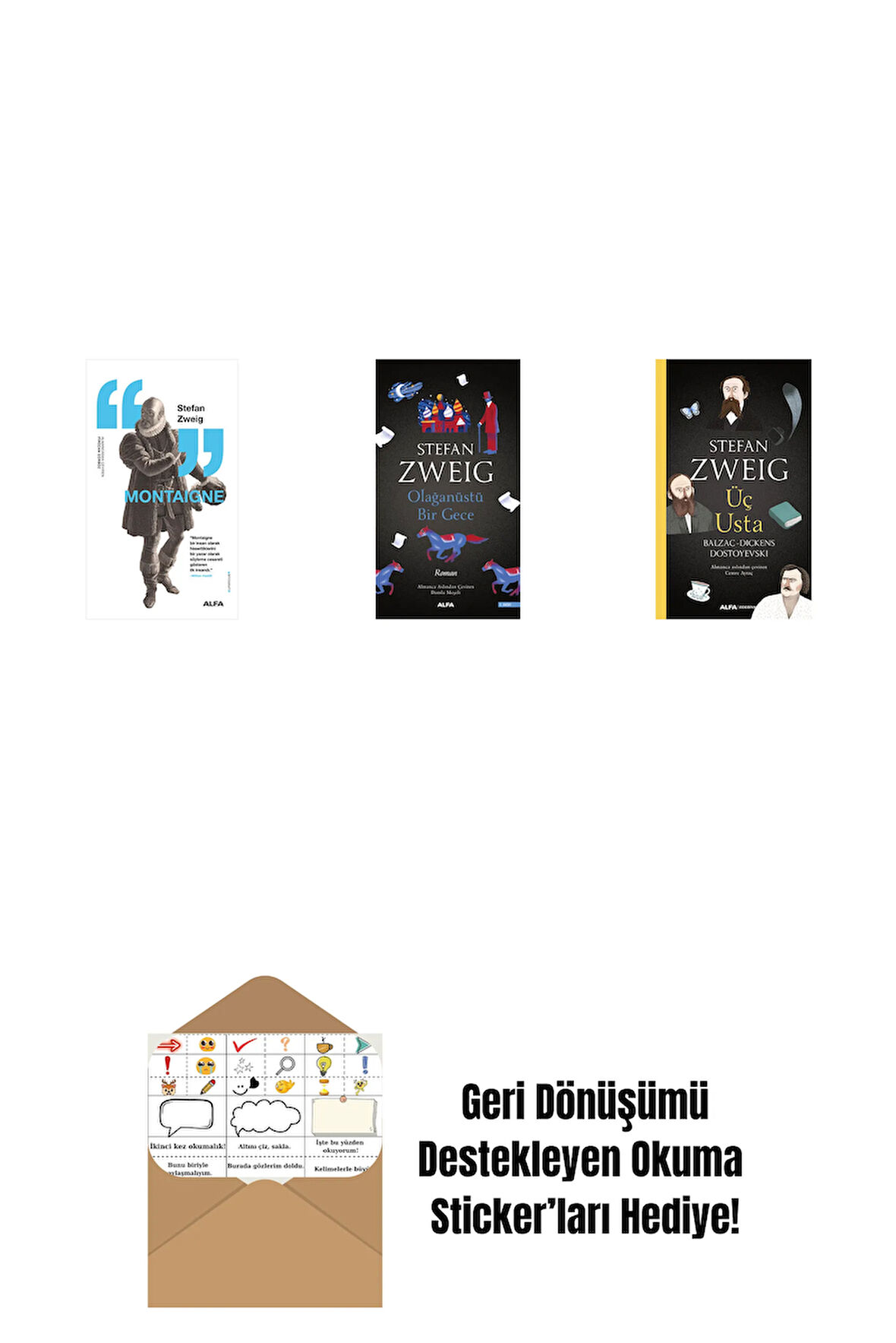 Montaigne + Olağanüstü Bir Gece + Üç Usta + Okuma Sticker'ları