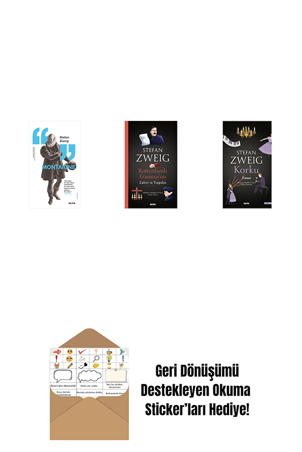 Montaigne + Rotterdamlı Erasmus’un Zaferi ve Trajedisi + Korku + Okuma Sticker'ları